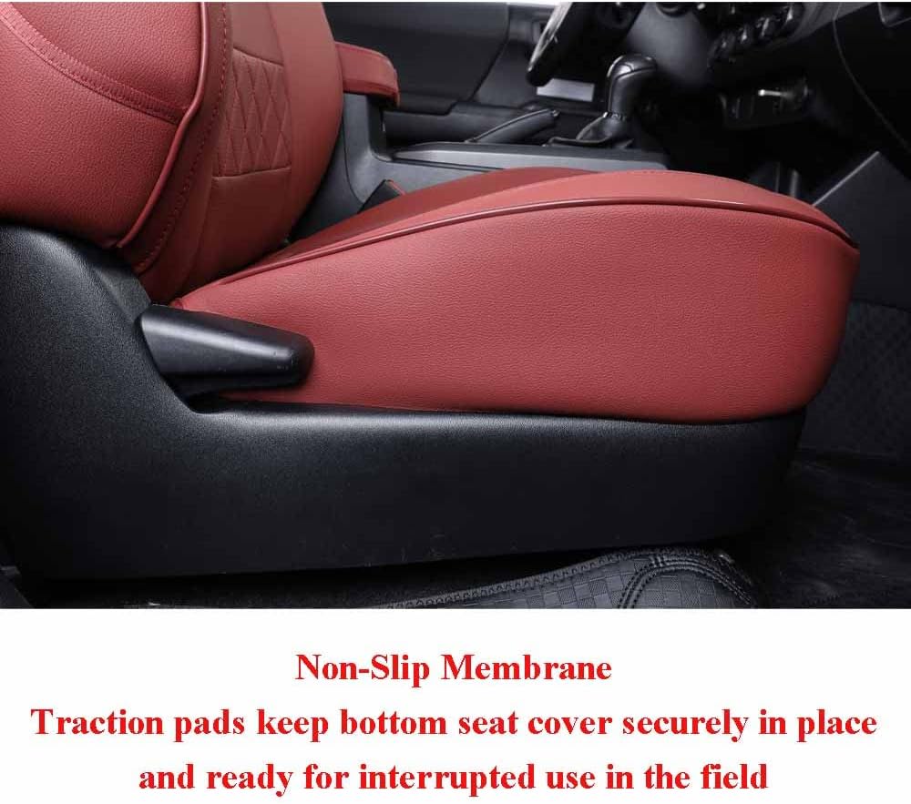 EKR Custom Fit Tacoma Car Seat Covers for Select Toyota Tacoma 2016 2017 2018 2019 2020 2021 2022 2023 Double Cab/Crew Cab - Full Set,Leather(Burgundy)