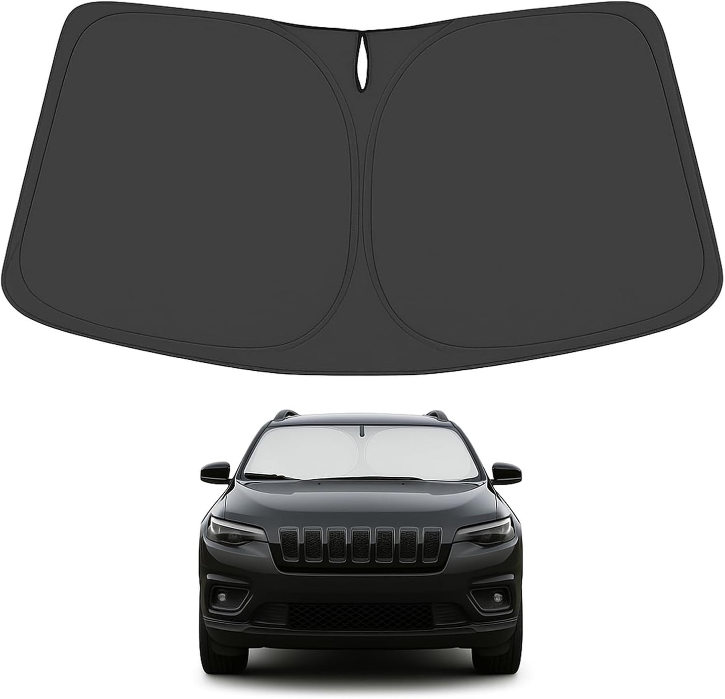 Proadsy for Jeep Cherokee 2014-2024 2025 (Not for Jeep Grand Cherokee) Windshield Sun Shade 4-Layer Foldable Front Sunshade Protector Sun Visor Blocks UV Rays Keep Car Cooler