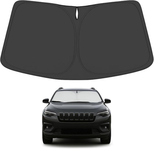Proadsy for Jeep Cherokee 2014-2024 2025 (Not for Jeep Grand Cherokee) Windshield Sun Shade 4-Layer Foldable Front Sunshade Protector Sun Visor Blocks UV Rays Keep Car Cooler