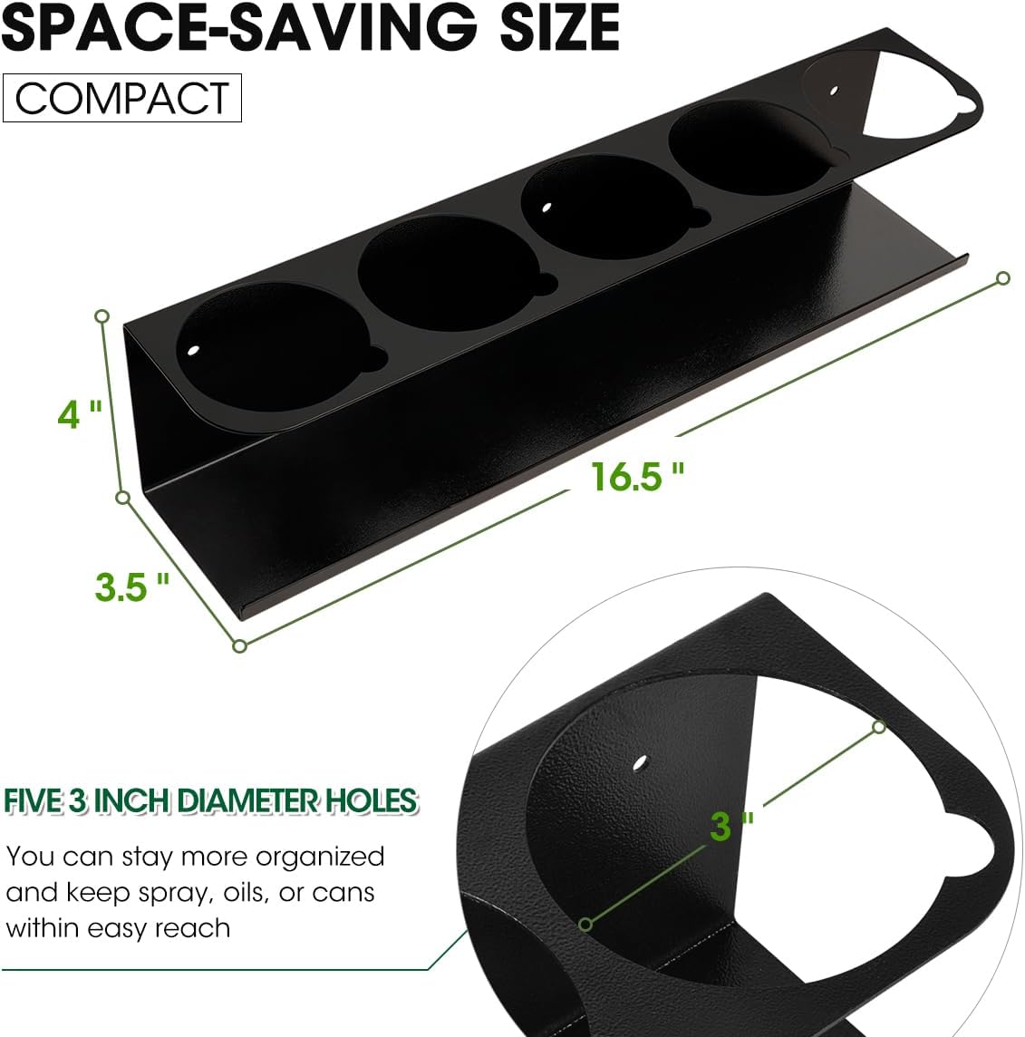 Touri 6 Pack Spray Can Holder for Garage and Workspace, Wall-Mounted Steel Aerosol Can Holder (30 Cans)