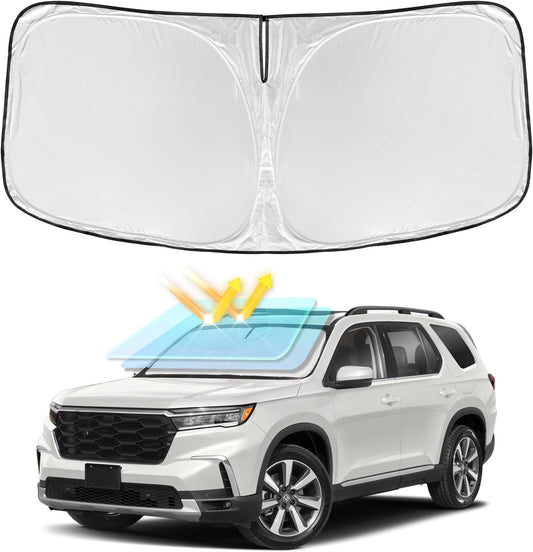 Sun Shade Sunshade for Honda Pilot 2016-2025 2026 Windshield Cover, 4-Layers Sun Shield 240T Silver Sun Visor Foldable Window Shade for Pilot EX-L Special Edition Elite Black Edition Touring