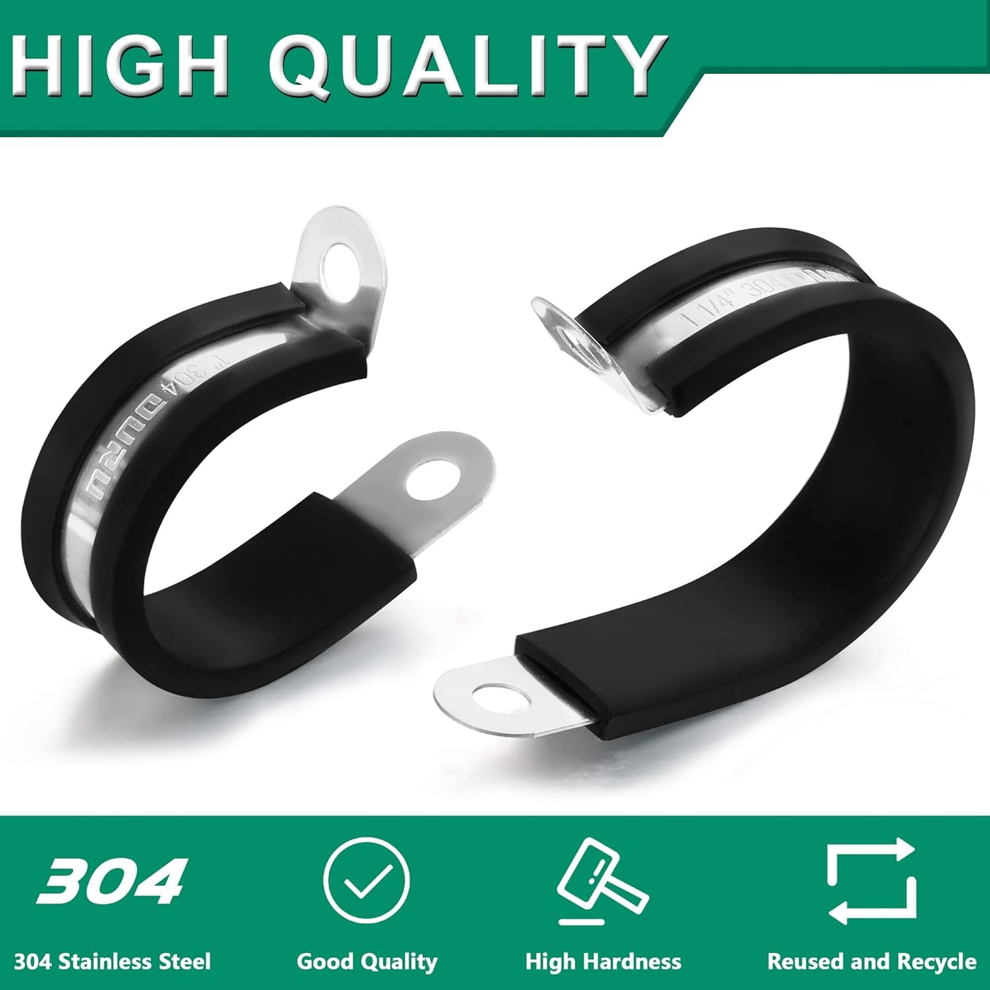 20pcs 5/8 Inch Stainless Steel Cable Clamps,Rubber Coated Cushioned Insulated Cable Clamp,Automotive Cable Wire Clamps,Pipe Clamps,Metal Clamp for Tube,Lines,Wire Cord Installation(Black,16mm)