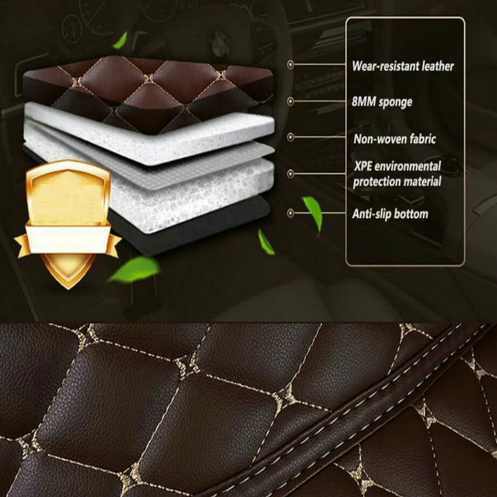 Customized Personalized Car Mats - All Weather Men's and Women's Floor mats Suitable for 99% of vehiclesPads Protection Non-Slip Leather Floor Liners (Black Rice Stripe)