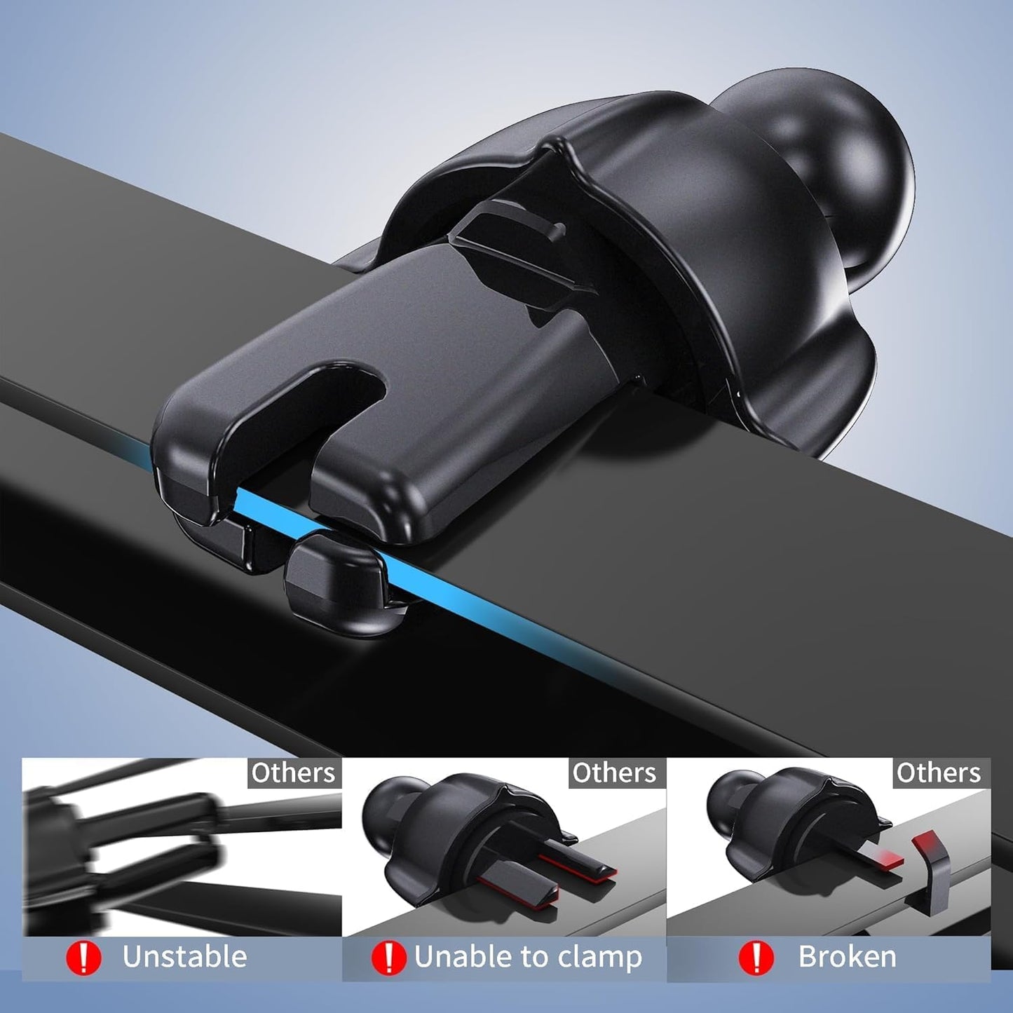 Car Vent Phone Mount, Universal Cell Phone Holder for Car [Upgraded Vent Clip Never Fall Off] Hands Free Air Vent Phone Holders for Your Car,Phone Stand for iPhone and Other Smartphones