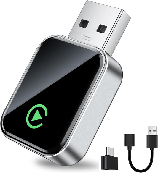 Wireless CarPlay Adapter for Apple iPhone, Fast Auto-Connect, No Latency, Plug and Play, Bluetooth 5.3 & WiFi 6, 2025 Mini Car Play Dongle for iPhone 6~16, Fit for 1000+ Cars, USB A/C