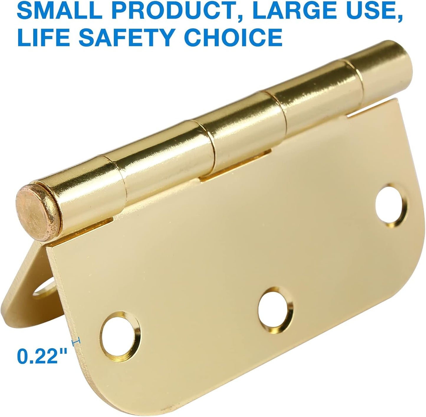 18 Pack Interior Door Hinges Polished Brass 3.5 inch X 3-1/2" 5/8 Radius,3 ½"Gold Round Standard Hinge for Single Doors DIY Assembly Bi-fold Table Hardware Kit House Accessories Home Eseentials