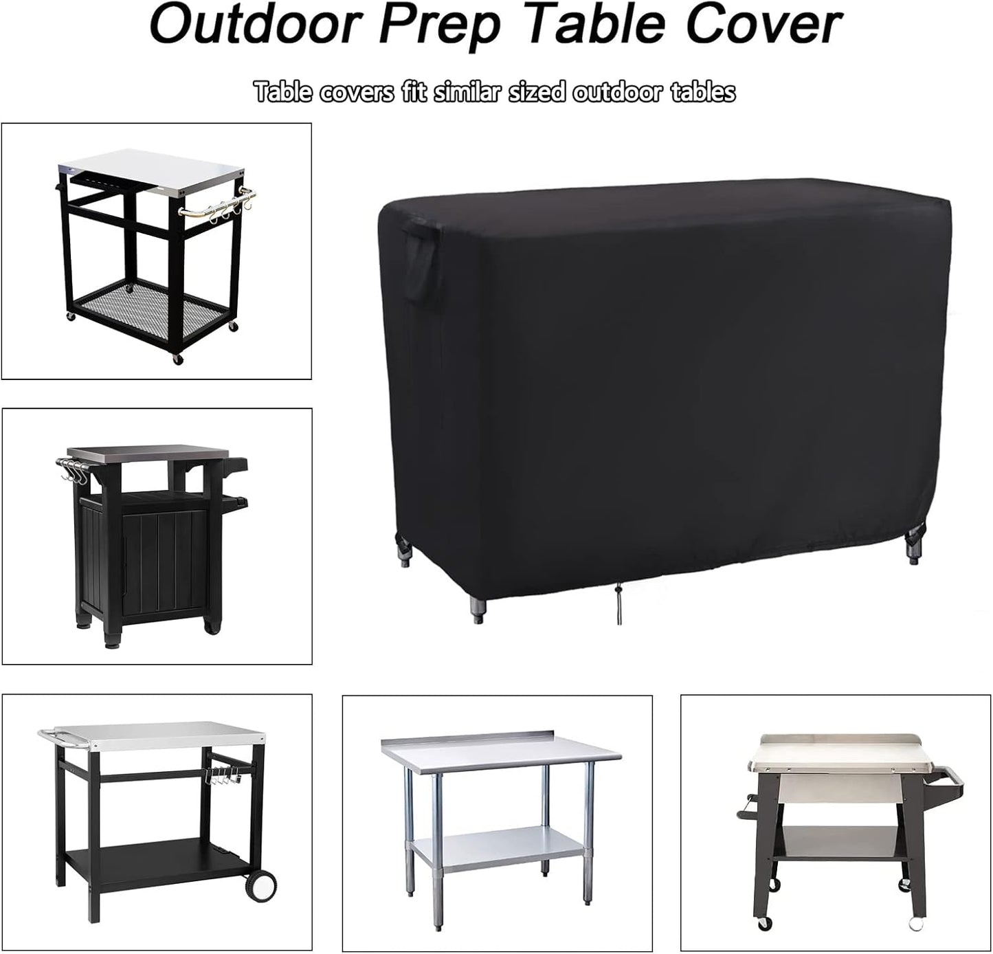 Kingling Outdoor Prep Table Covers, Waterproof Stainless Steel Table Cover Metal Table Cover Protection for Patio Kitchen Prep/Work Tables - 60''L x 24''W x 35''H