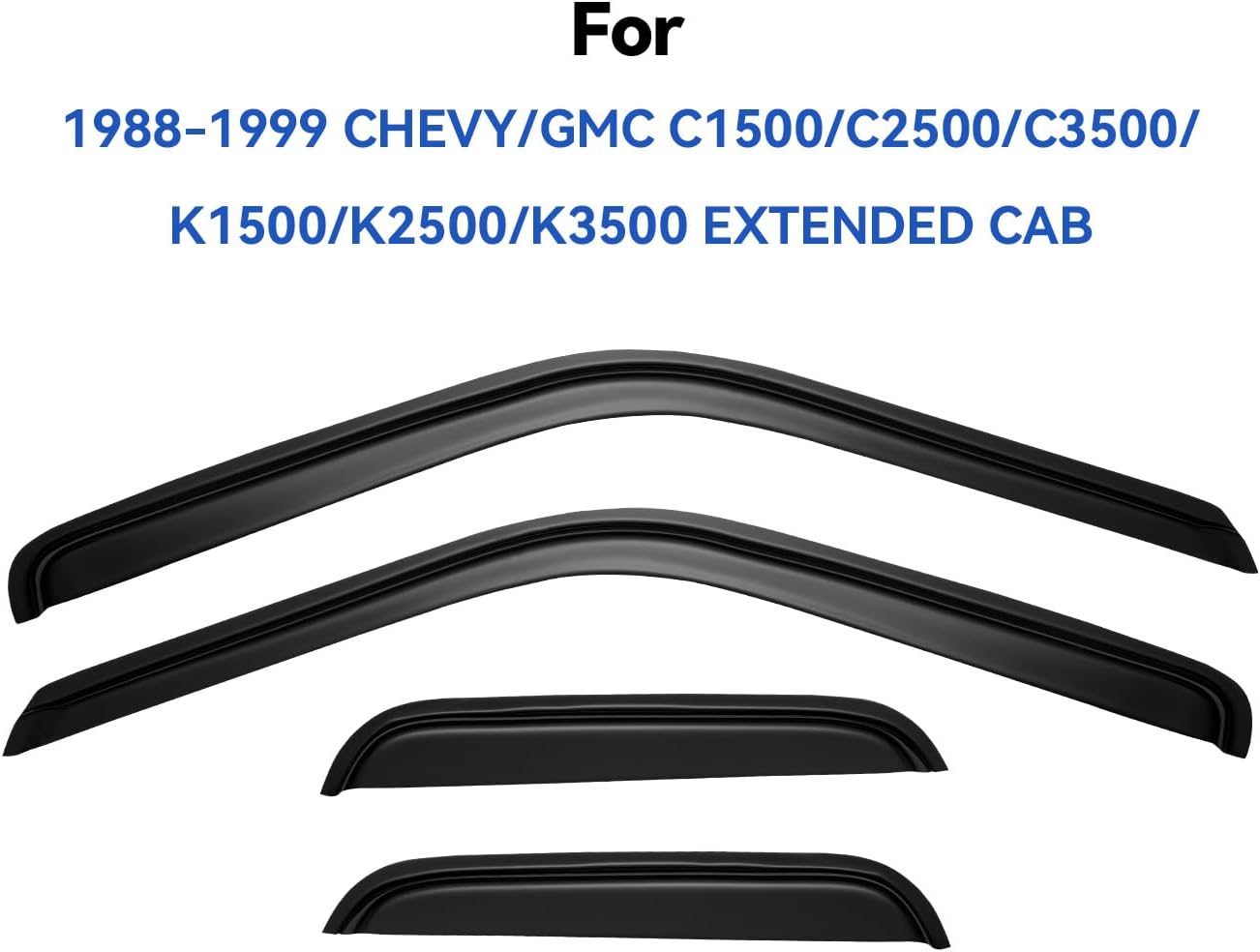 Window Visors Rain Guards for 1988-1999 Chevy/GMC C1500/ C2500/C3500/ K1500/ K2500/ K3500 Extended Cab, Out-Channel Window Vent Wind Deflectors Visors Shades