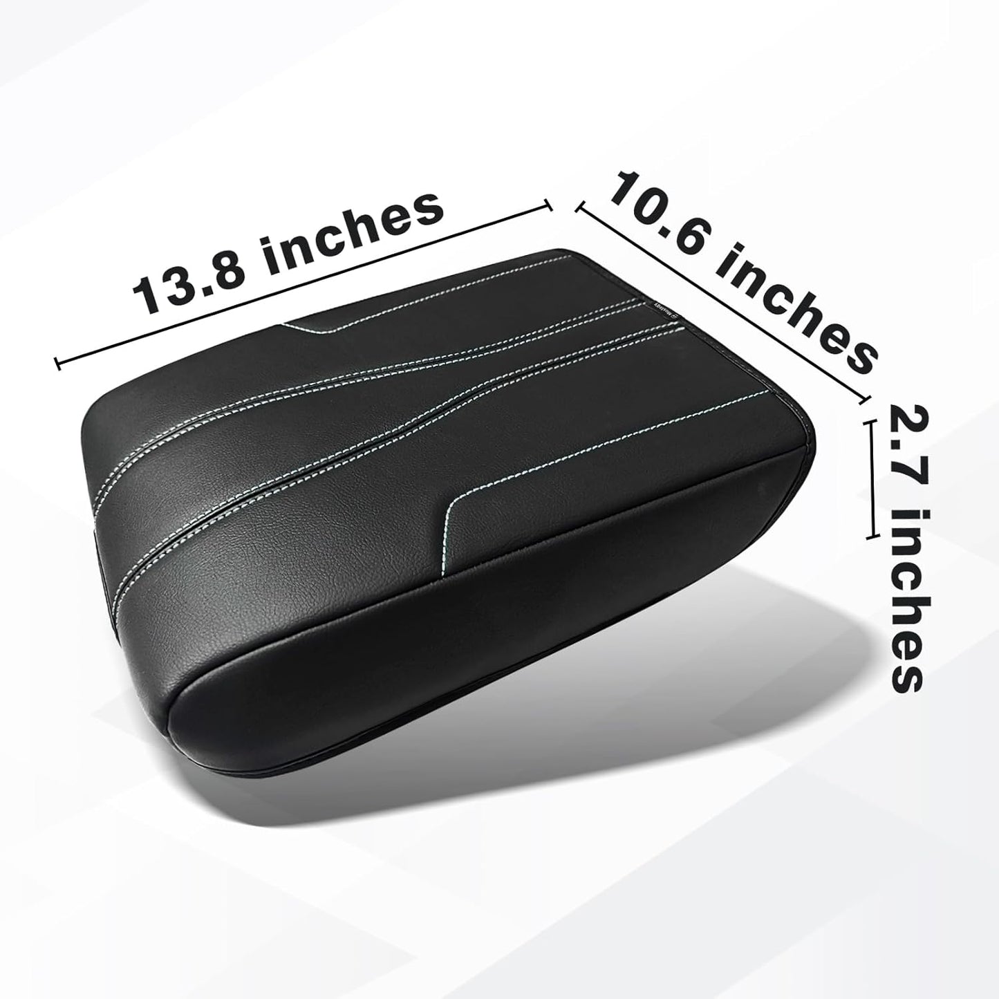 Muslogy Armrest Cover Center Console Cover Compatible with 2024 2025 GMC Acadia & Chevrolet Chevy Traverse Accessories Vegan Leather Arm Rest Middle Console Protector (Black/White Stitching)