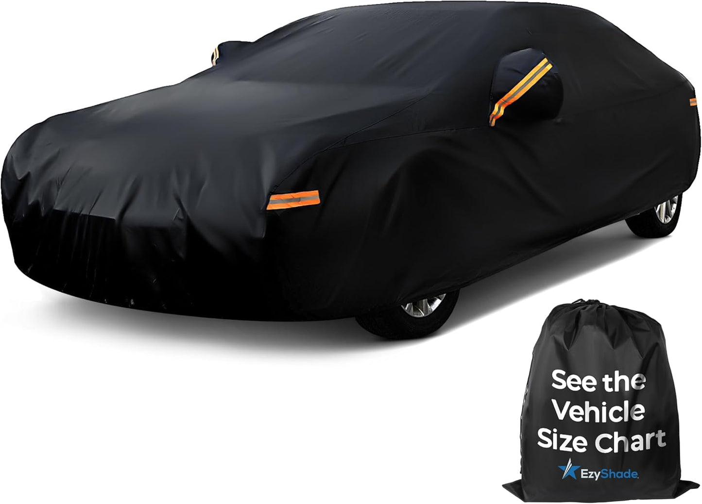 EzyShade 10-Layer Car Cover Waterproof All Weather. See Vehicle Size-Chart for Accurate Fit. Outdoor Full Exterior Covers for Automobiles Sedan Hatch. Rain Sun Snow. Black, Size A3 (See SizeChart)