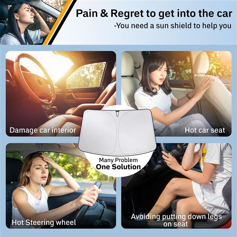 EcoNour Windshield Sunshade Compatible for Toyota Corolla 2019-2025 Car-240T Polyester Material Car Sun Visor-Reflector Blocks UV Rays-Foldable Sunshade Interior Protection-Toyota Corolla Accessories