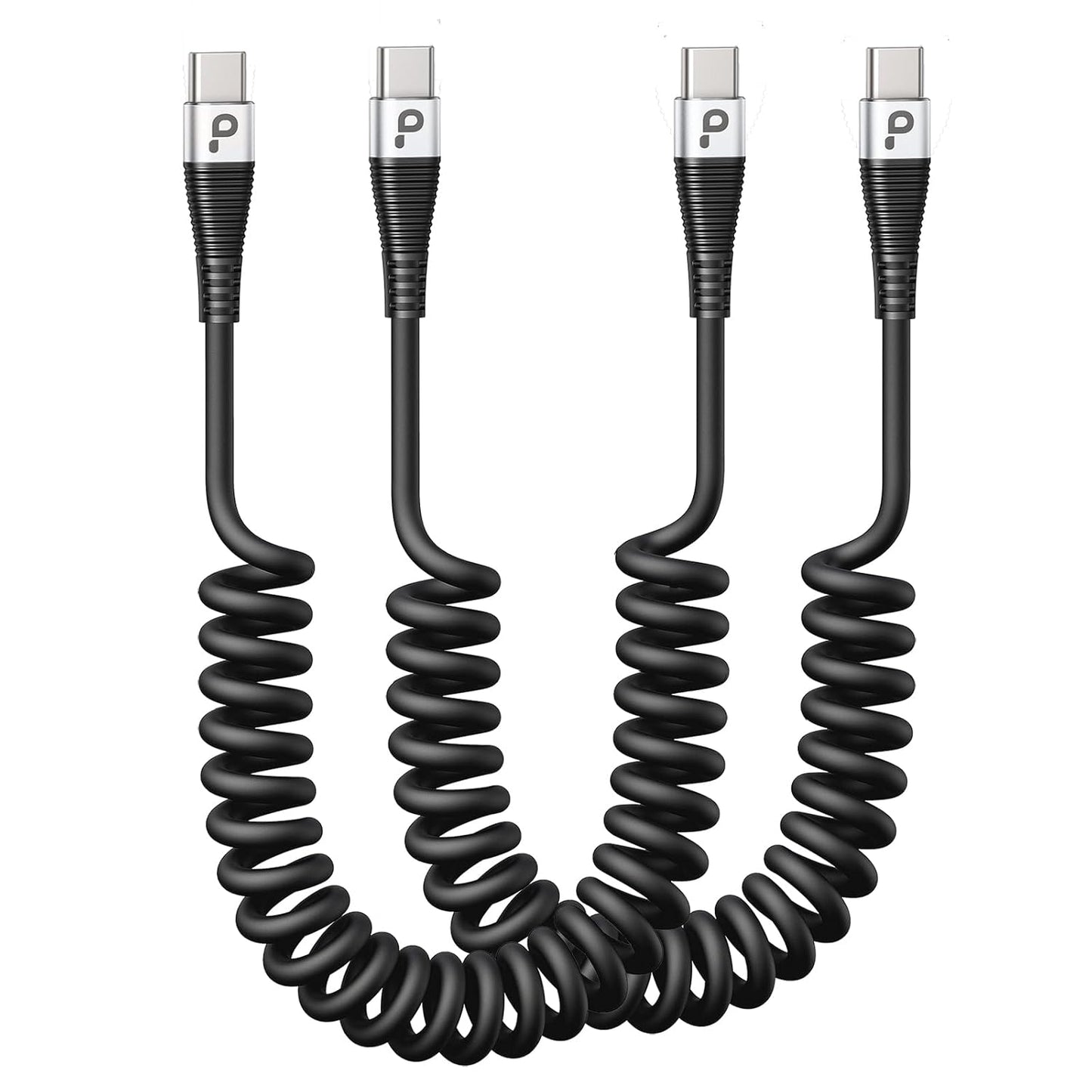 USB C Cable 3A Fast Charging 5FT Coiled USBC to USBC Charger Cable for Car, Short USB Type C Cord for iPhone 16/15/Pro/Plus/Pro Max/Samsung Galaxy S23, Compatible All Type C Devices-2Pack