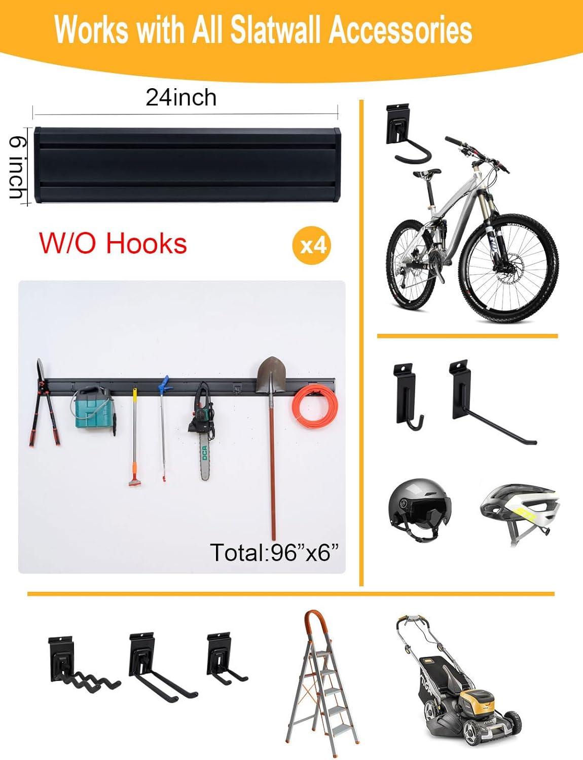 Slatwall Panels Garage Tool Organizer Wall Mount Garage Slat Wall Storage Systems, Bike Storage Rack Garage Organizers and Storage PVC Wall Panels Slat Wall Paneling