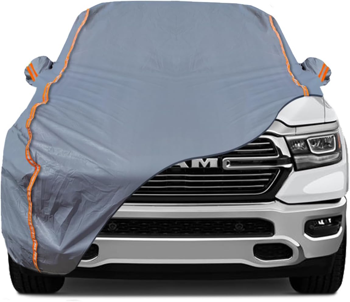 TUCAREST 6-Layers PEVA Premium Full Car Cover Fit for Pickup Sedan hatchback SUVs MPV Rain and snow protection, sun protection, UV protection, and protection of car paint surfaces-Silver Grey -Up 237"