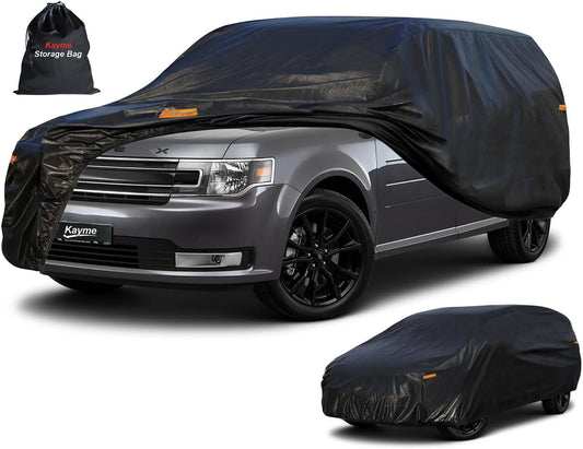 Kayme 7 Layers SUV Car Cover Waterproof All Weather for Automobiles, Outdoor Large SUV Cover Rain Sun UV Protection, Universal Fit for Dodge Durango, Ford Flex, Infiniti QX60, BMW X7 (201-206 inch)