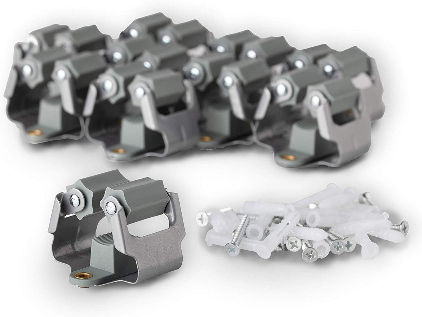 3-H 10 Pack Mop and Broom Holder Big Size Hanging 1 KG Extra, Broom Holder Wall Mount for Hanging and Organizing Shove Rake Yard Tools in Kitchen Shed Laundry Room Bathroom Garden(grey)