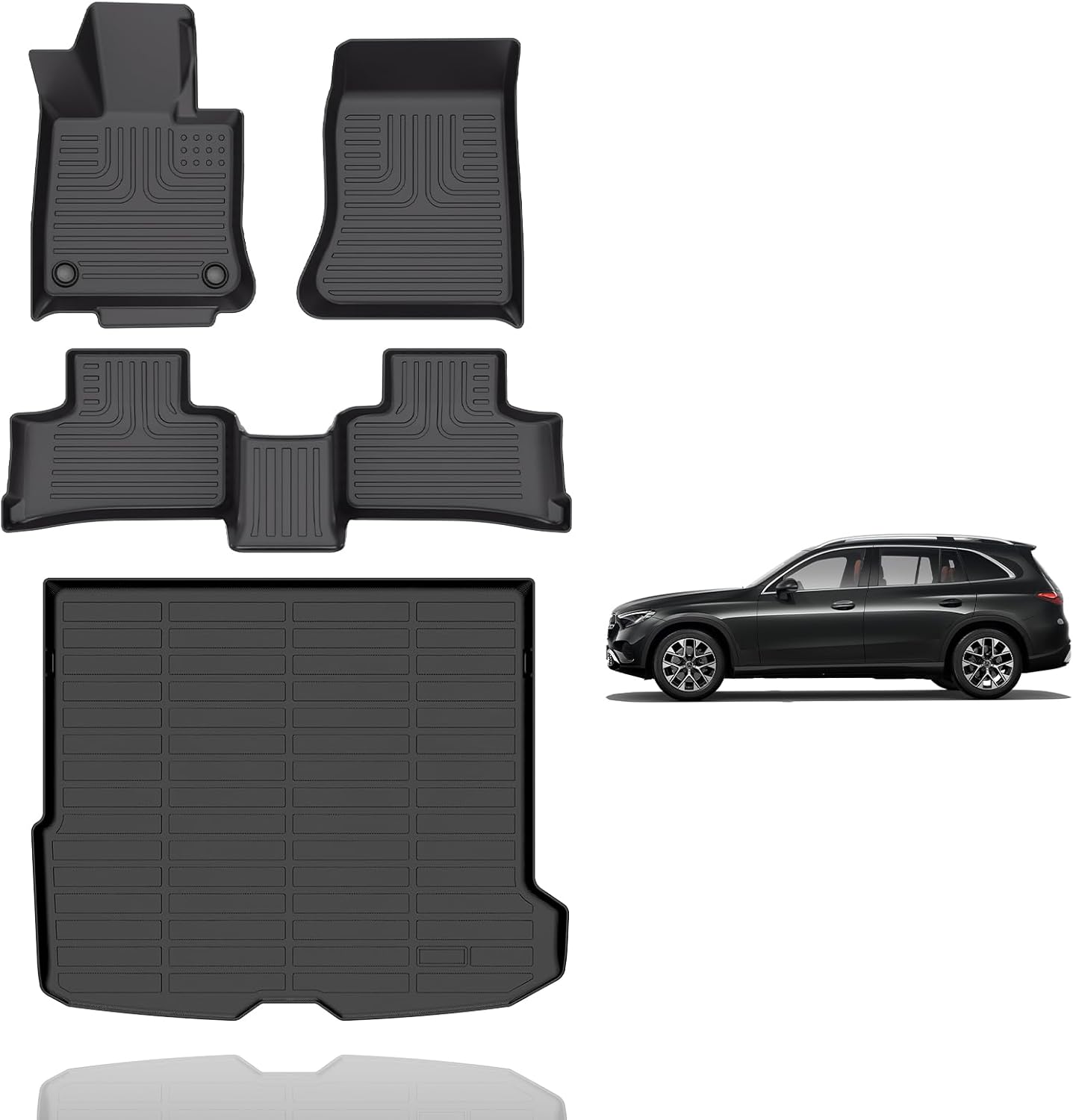 Floor Mats and Cargo Liner Set Fit for Benz GLC 300 GLC 350e GLC 43 AMG (Not for Coupe) 2023-2025 TPE Car Mats All Weather Protection Trunk Liner Custom Accessories