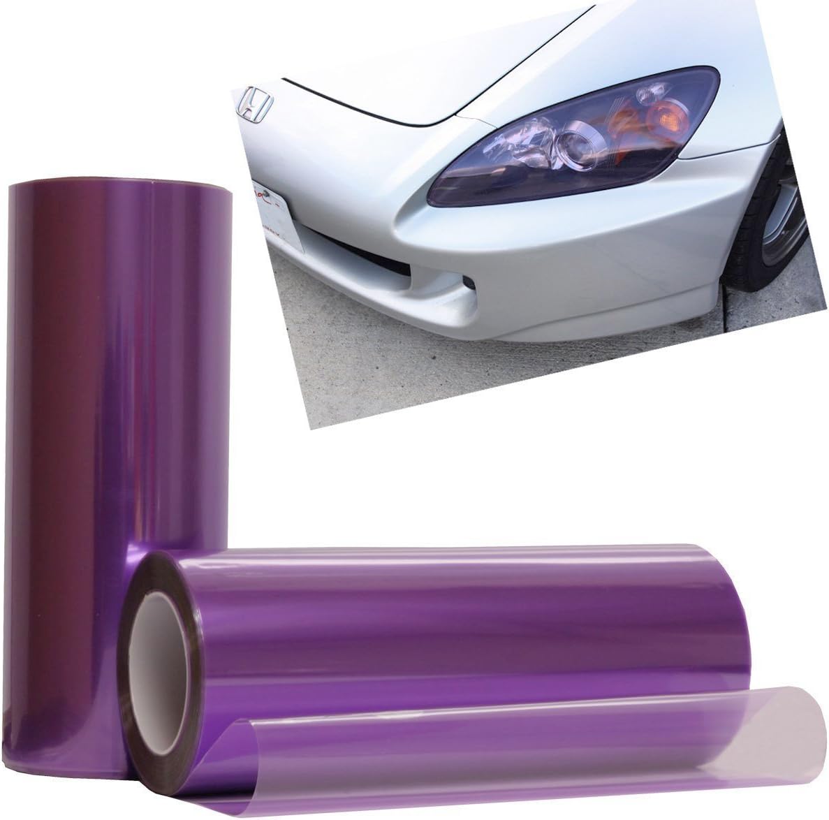 12 by 48 Inches Self Adhesive Headlight, Tail Lights, Fog Lights Tint Vinyl Film (12 X 48, Purple)