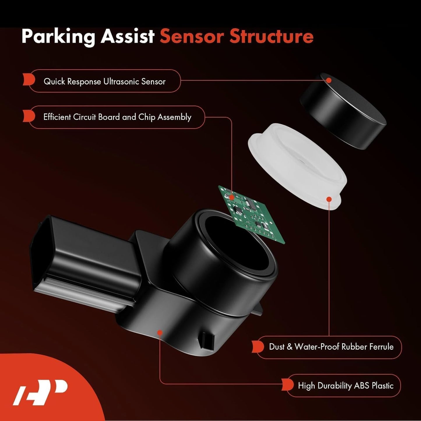 A-Premium 4-PC Rear PDC Reverse Backup Parking Aid Assist Sensor Compatible with Ford and Lincoln Models - F-150 F150 2009-2014, Mark LT 2010-2014, Replace# 9L3Z-15K859-D