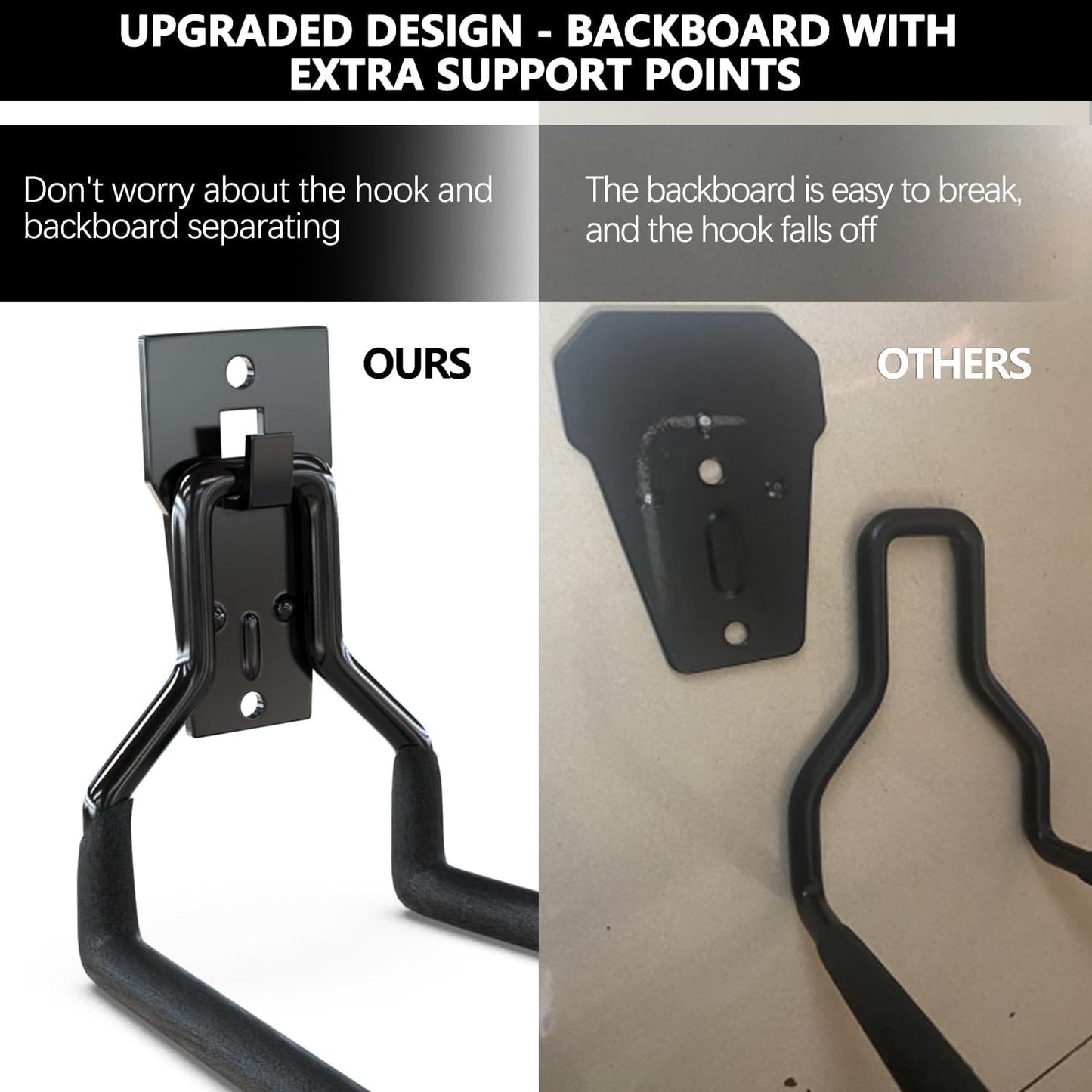 3-H Solid Steel Garden Hose Holder - Wall Mounted Hanger with Extension Strap for Outdoor Water Hoses & More