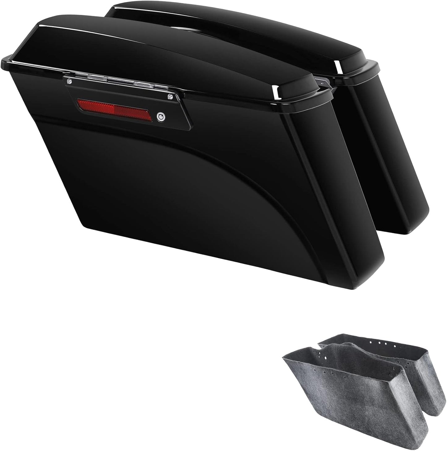 XFMT Motorcycle Saddlebags Vivid Black Hard Saddle Bags Trunk W/Black Latches For Harley Touring Road King Street Glide Road Glide Electra Glide Ultra Classic 1994-2013