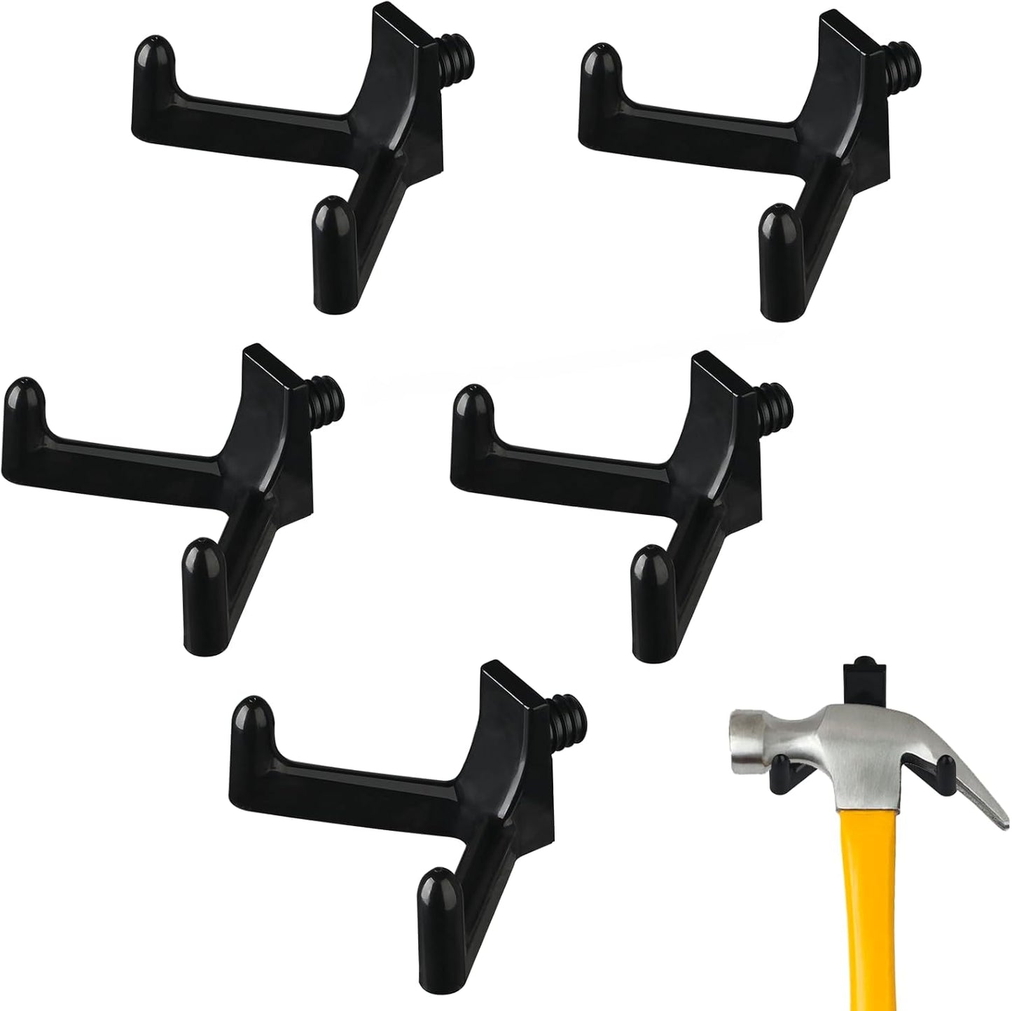 5pcs Tool Hooks for Suncast Shed, Double Head Storage Hanger - Essential Wall Organization Accessories for Shovels, Rakes & Other Tools (Black)