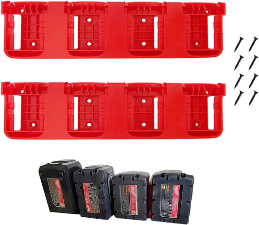2Pcs Battery Holder 4 Slot Bulk Battery Garage Organizer Mount Fit for Milwaukee M18 Battery