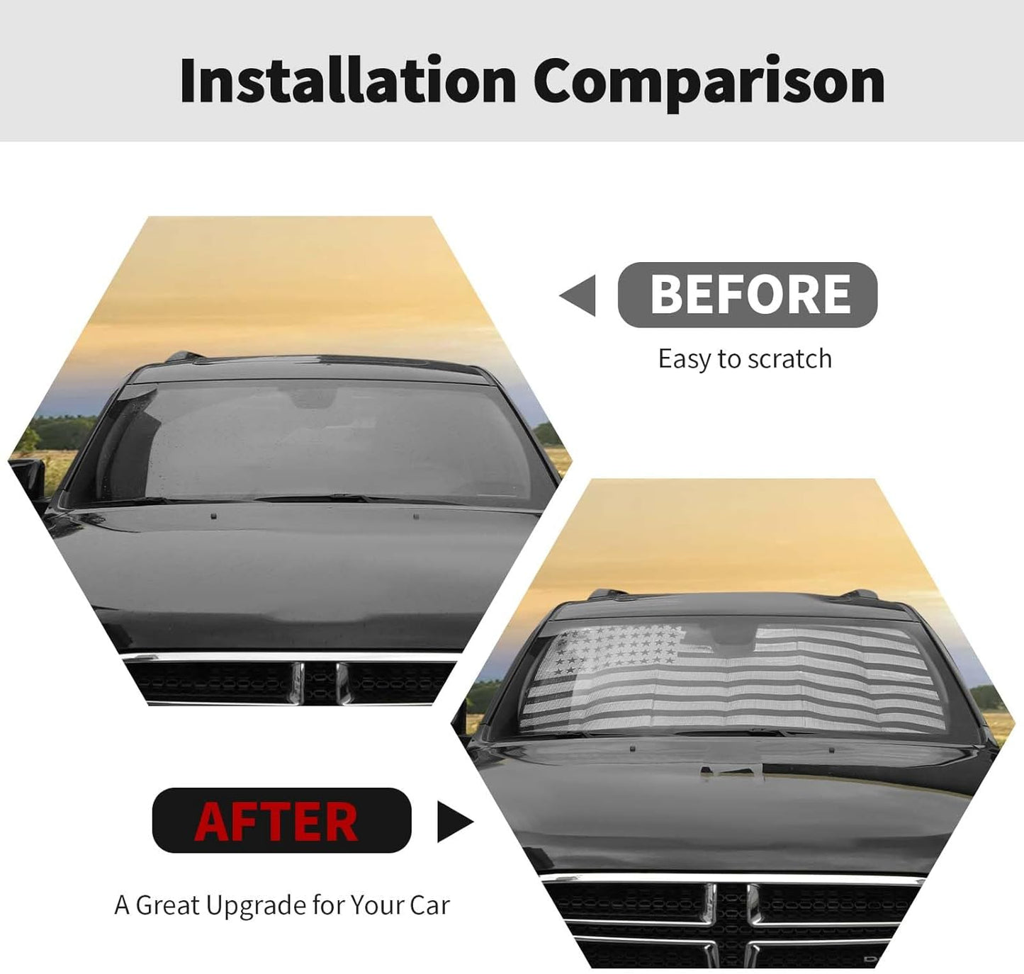 RT-TCZ Windshield Sunshade Sun Shade Heat Shield Window Sun Visor Mat for Dodge Durango 2011-2024,US Flag