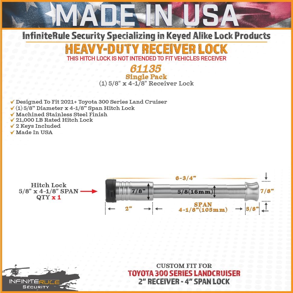 61135 | Receiver Lock for 2021+ Toyota 300 Series Land Cruiser - International Model