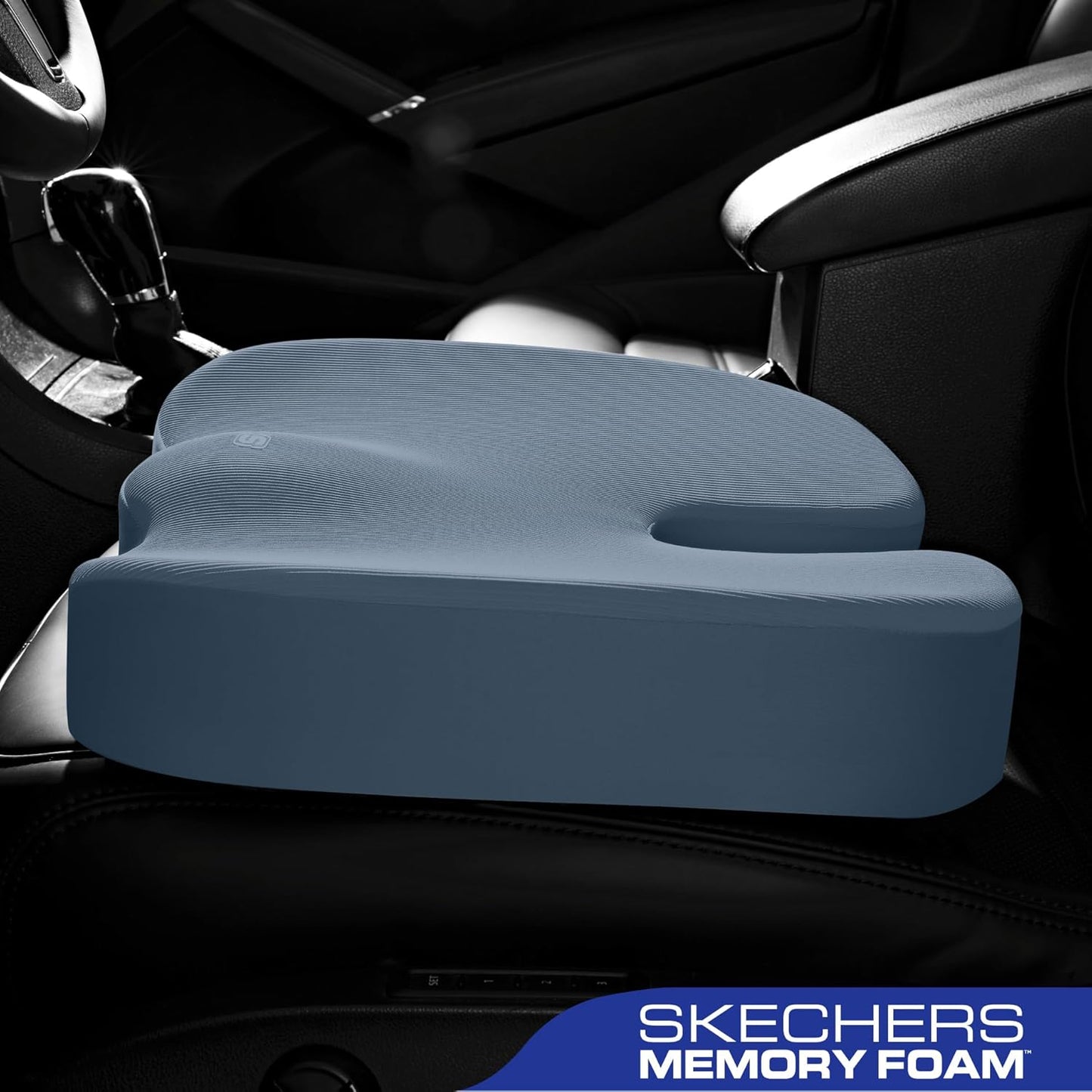 Skechers Memory Foam Seat Cushion,Office Chair Cushion for Tailbone Pain Relief,Butt Pillow for Office Chair,Car seat Cushion,Computer Desk,Long Sitting Office Workers,and Car Drivers,Blue