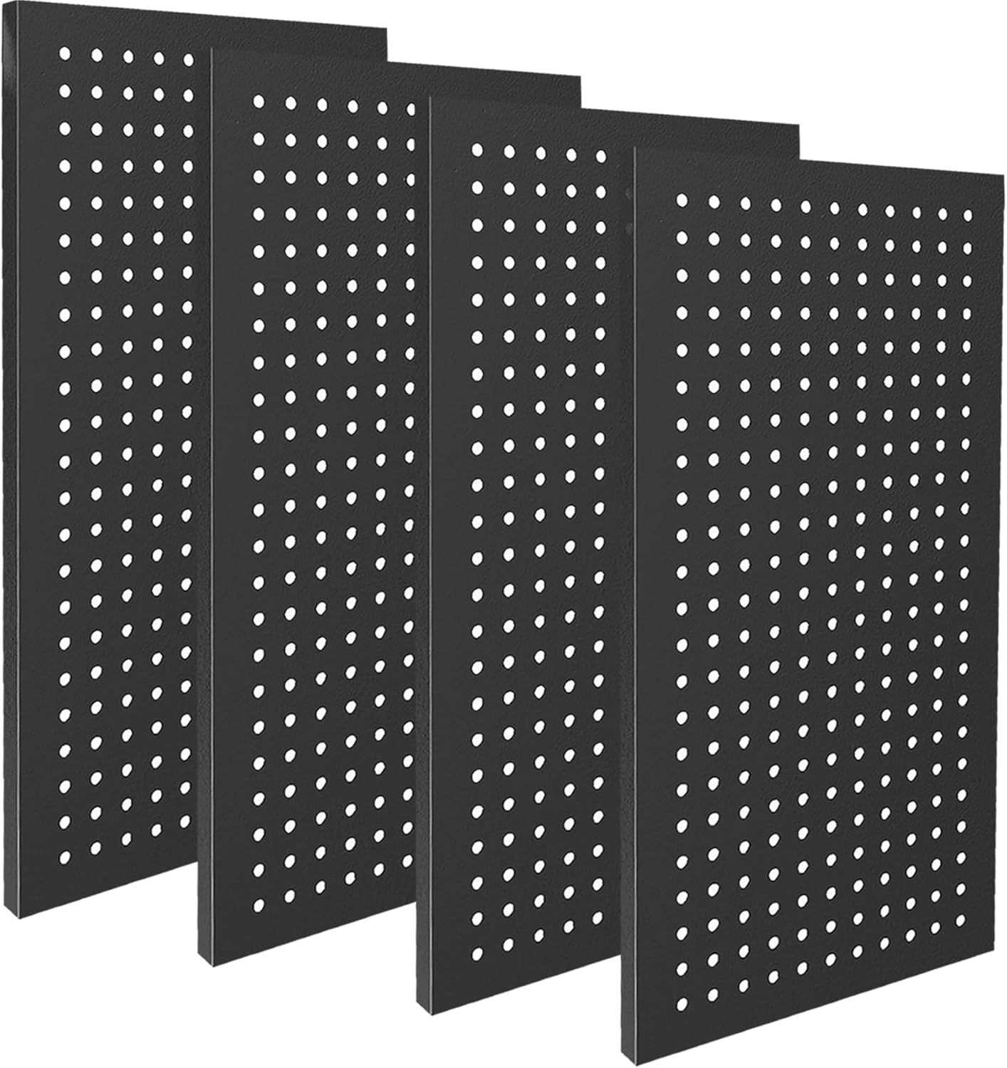 4 Pack Metal Pegboard Panels 24" x 12" Black Heavy Duty Steel Pegboard Wall Organizer, Garage Utility Tools Pegboard Storage System for Workbench, Shop, Shed Modular Peg Board Organizer Board Kit