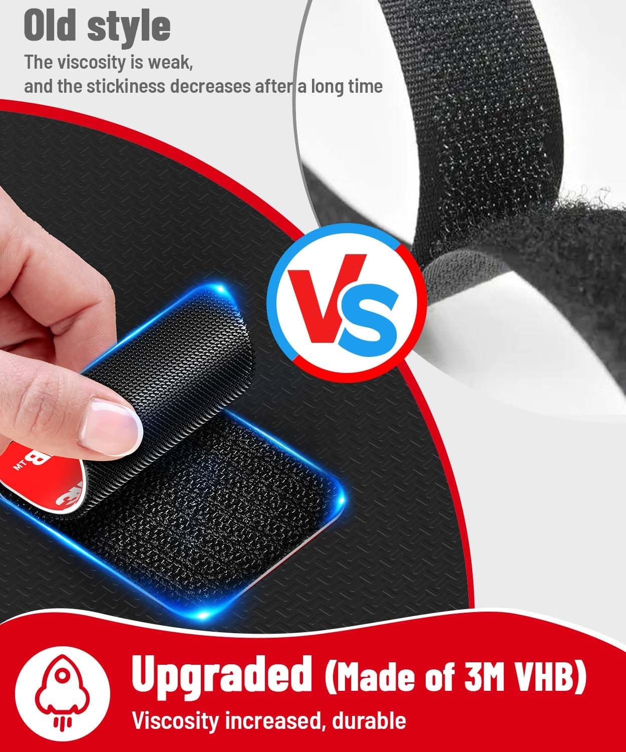 Hook and Loop Strips with Super Adhesive Heavy Duty, Made of 3M, Heat Resistant Waterproof, Outdoor or Indoor Use, 16 Sets Black 1.57x1.97 Inch