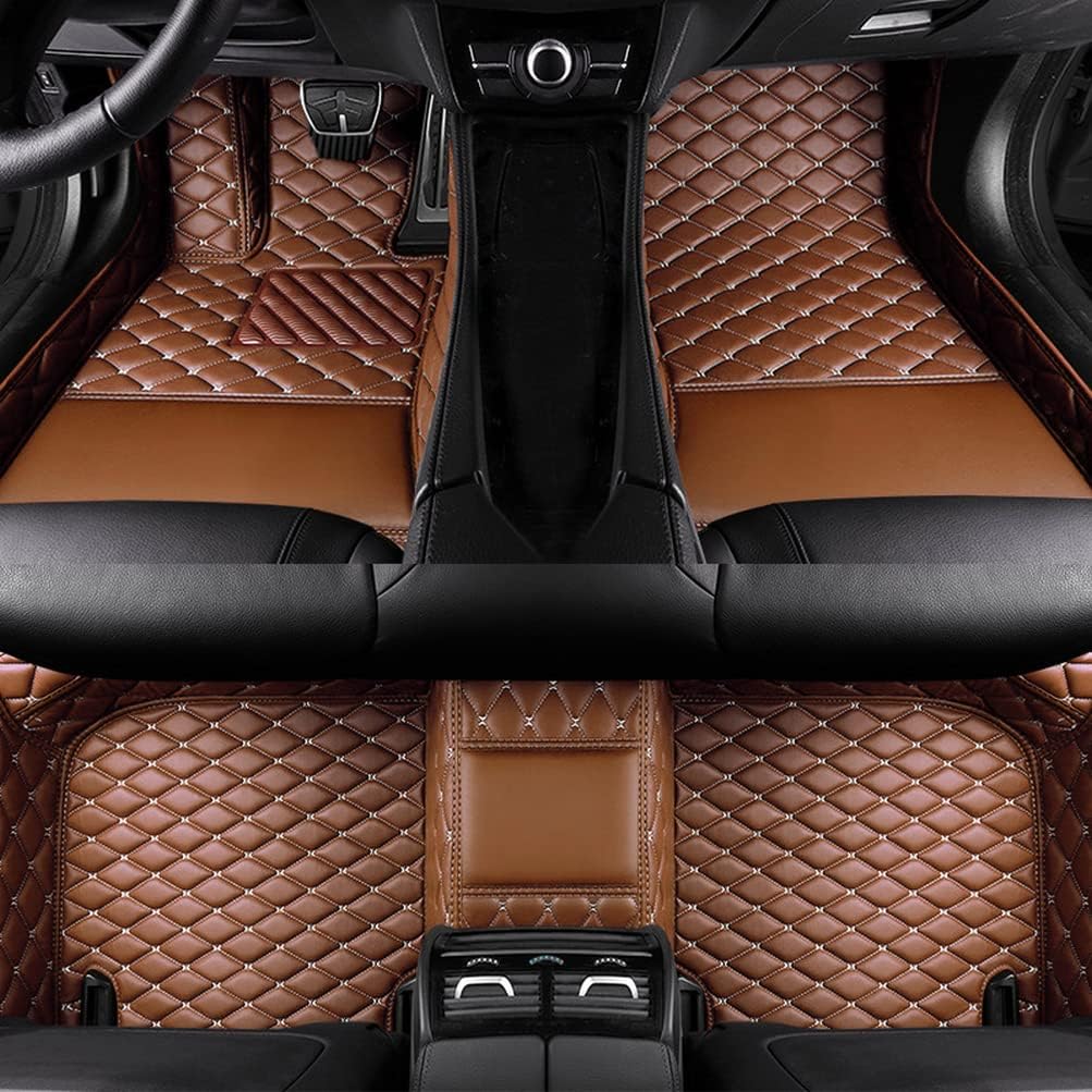 Custom Colors Car Floor Mats Black Pink for 99.9% Sedan SUV Sports， All-Weather Liners Car Floor mat，Luxury Leather Automotive Floor Mats (Light Brown,3D Floor Mats)