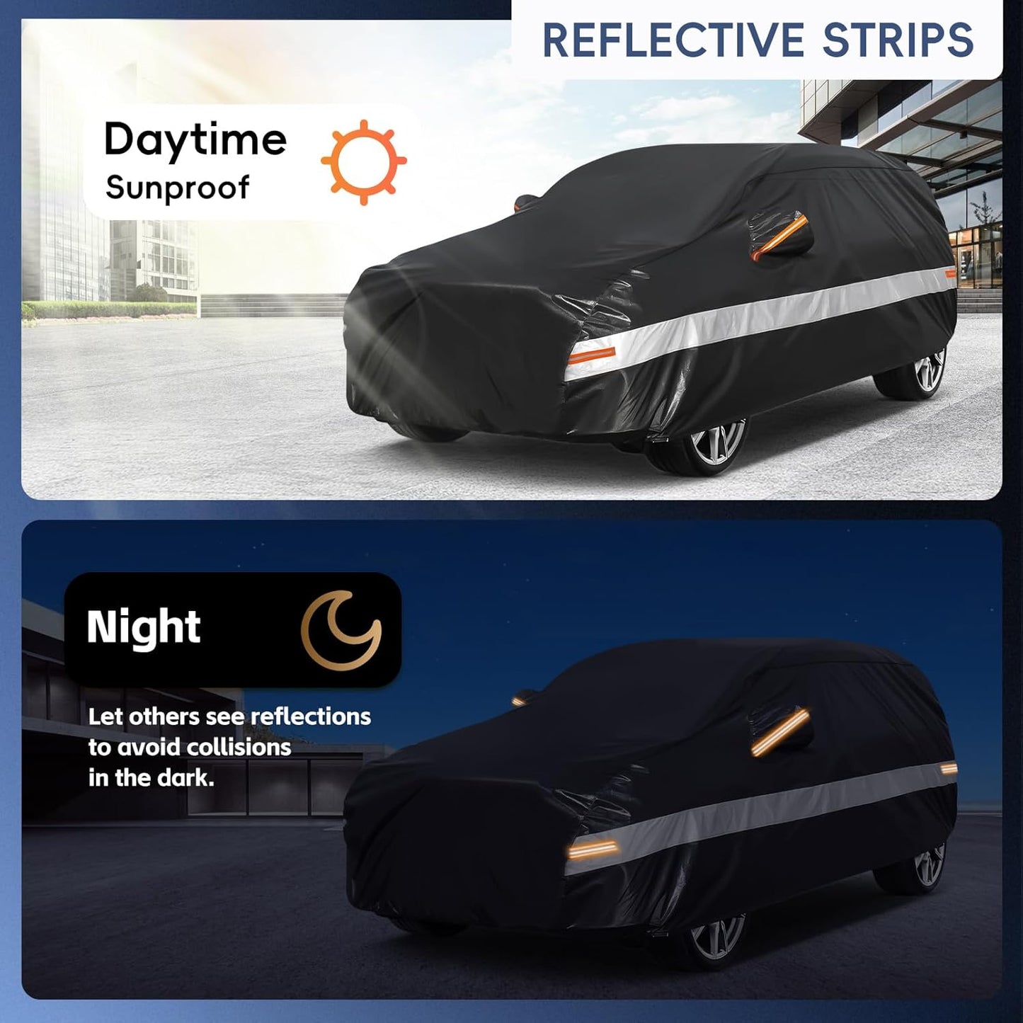 10 Layers SUV Car Cover Custom Fit for Chevrolet Chevy Equinox (2005-2024) Waterproof All Weather for Automobiles, Outdoor Full Cover Sun UV Rain Protection with Cotton.Black