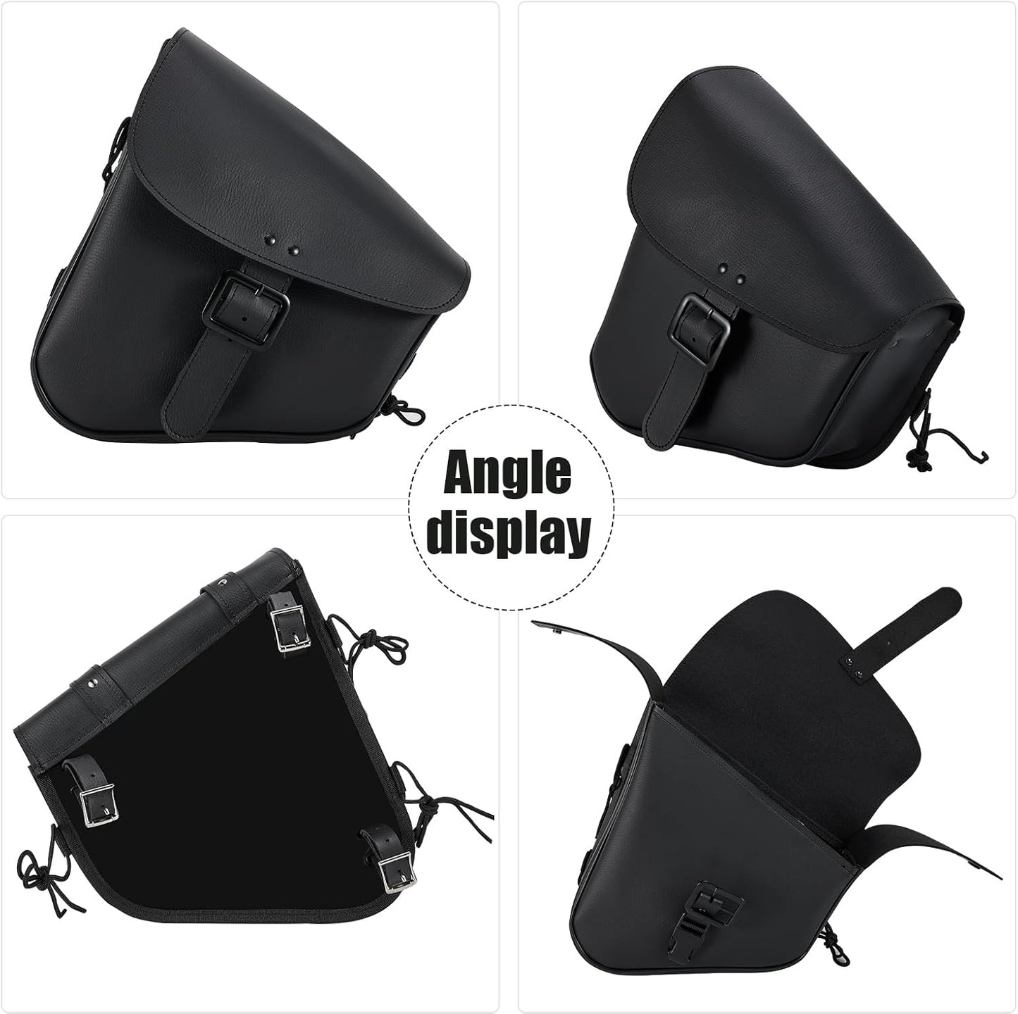 Gargoyle Bells Solo Saddle Bags - PVC Waterproof Motorcycle Luggage for Sportster Softail (Left Side, Black-Single Buckle)