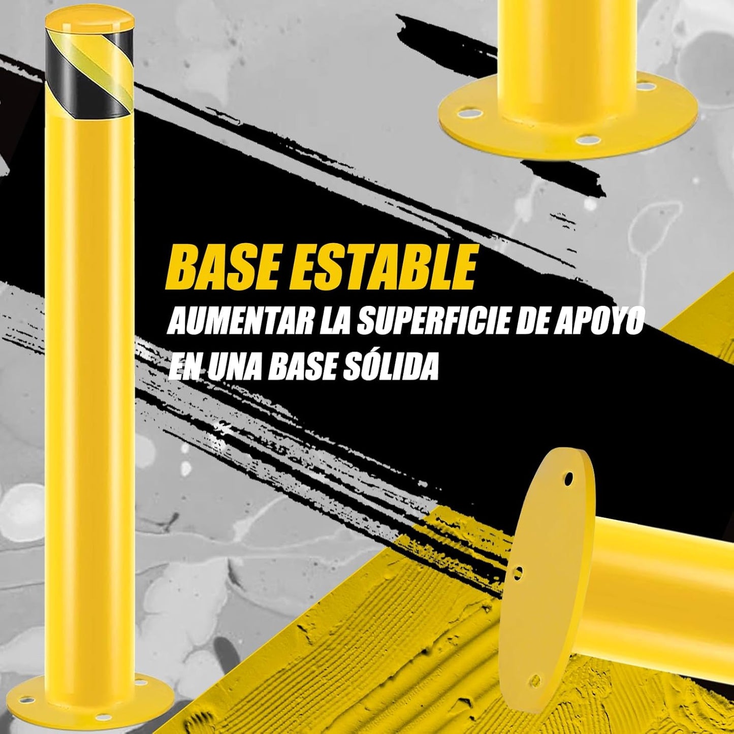Safety Bollard Post, Steel Bollards,Parking Bollard, Yellow Powder Coated Safety Parking Barrier Post, for Traffic Sensitive Areas (8, 42"H*3.5"D)