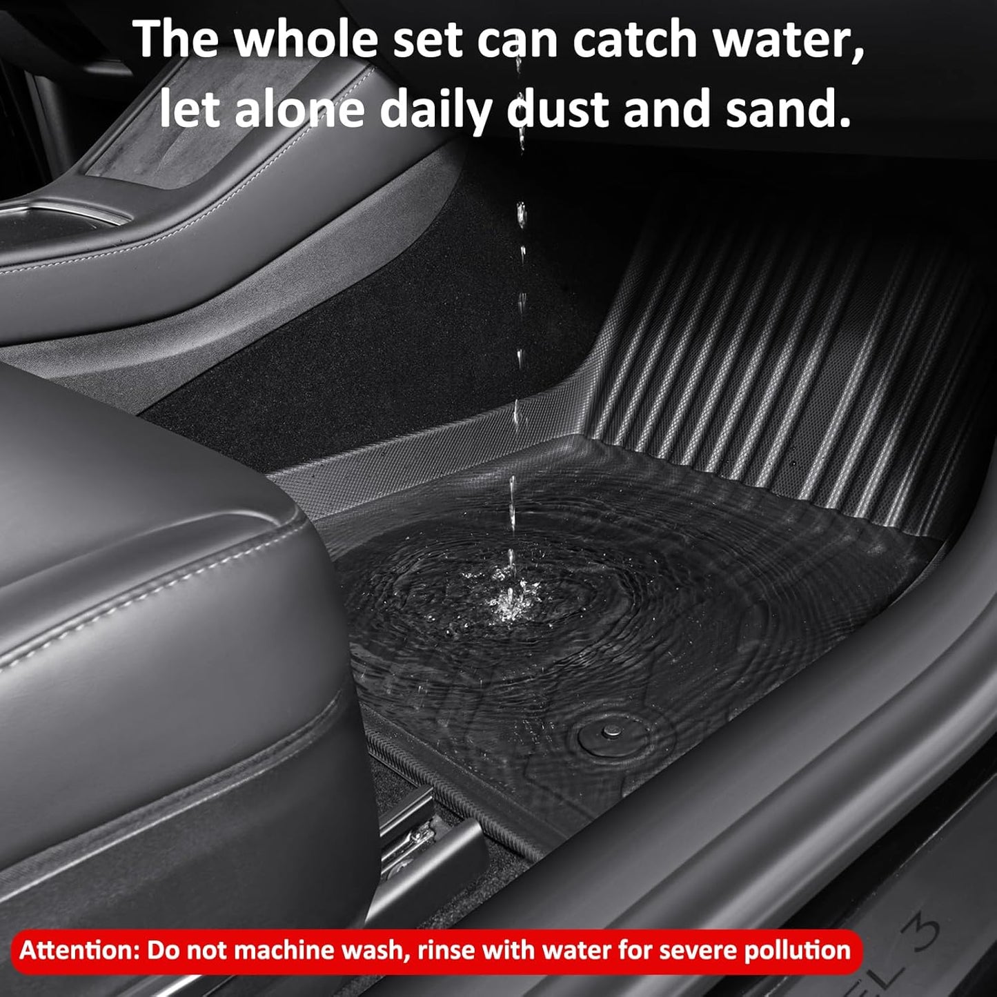 Car Foot Mats for Tesla Model 3 with 4 TPE Materials On The Front and Rear Rows Suitable for All Weather Conditions Suitable for Model 3 2020-2024