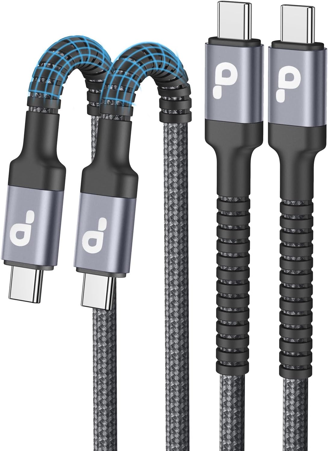 PRAKIE USB C Cable 3FT, 2Pack USB-C to USB-C Charger Cable, USBC Fast Charging Nylon Braided USBC iPhone Charger Cord Compatible with iPhone 16/15/Pro Max/PlusSamsung Galaxy S23/LG/Switch