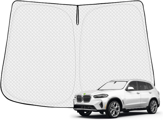 Windshield Sun Shade for 2018-2024 BMW X3 Accessories Thicken 6-Layer Front Window Sunshade Cover Sun Visor Protector Foldable Block UV Rays Keep Vehicle Cool