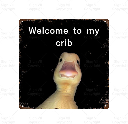 Welcome To My Crib Space Vintage Metal Tin Sign Bar Cafe Garage Cave Home Room Wall Bathroom Farmhouse Garden Porch Patio Decor, 8 x 8 Inch