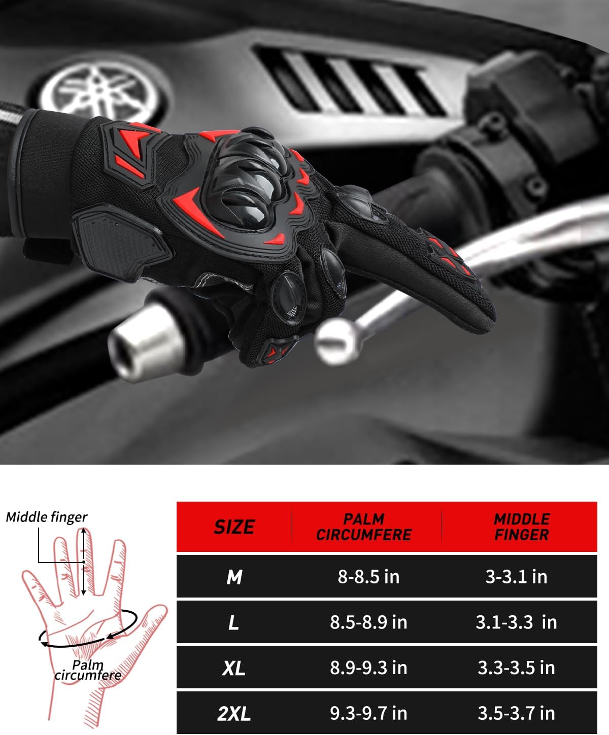 Motorcycle Gloves,Touchscreen Motorbike Gloves with Hard Knuckle Tactical Gloves Riding Gloves Anti-Slip Airsoft Gloves