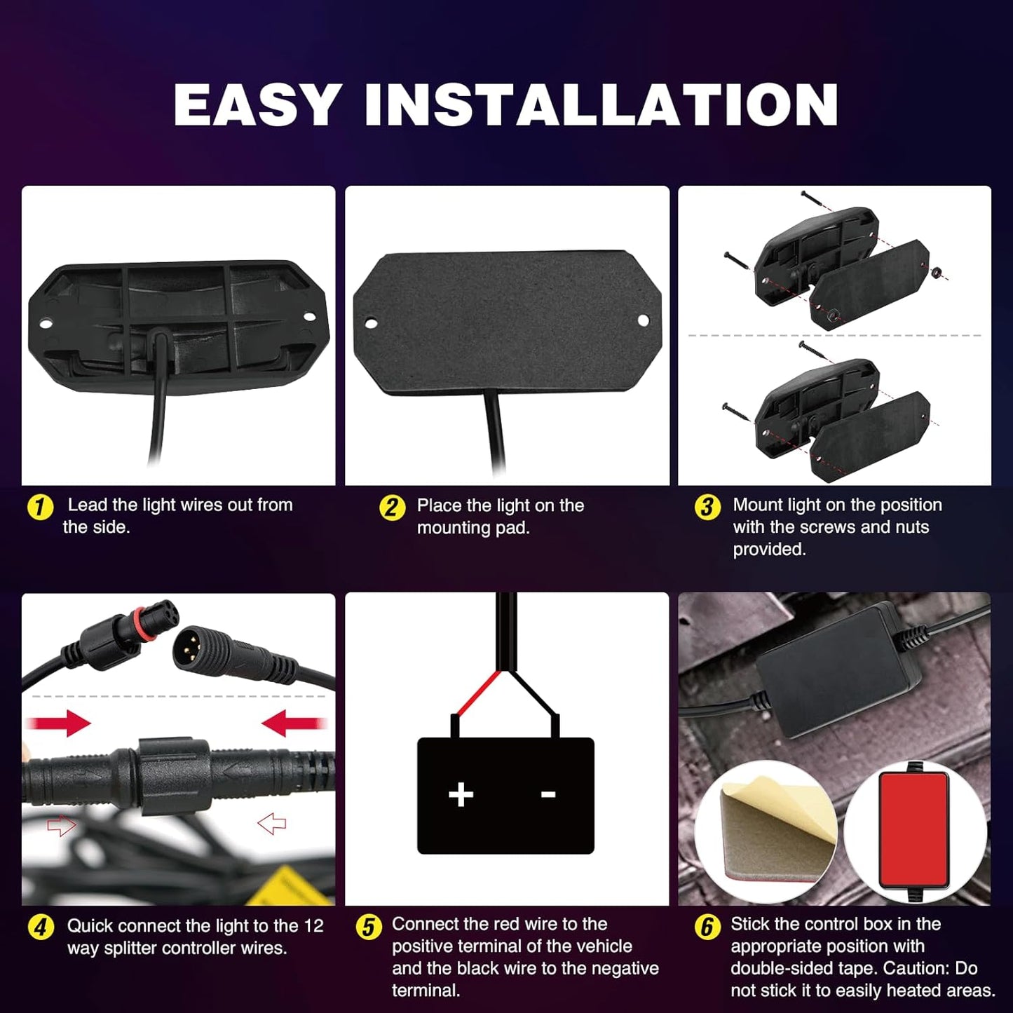 Nilight RGB LED Rock Lights Kit 12 PCS 18LED Wide Angle Wheel Well Light with Remote & Bluetooth App Dual Control Multi Modes Underglow Multicolor Neon Pod for ATV UTV SUV Offroad Truck RZR Boat