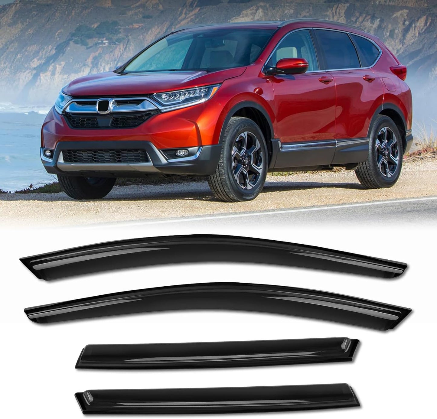 Rain Guards for Car Windows, Tape-On Window Visors Rain Guards Fit for Honda CR-V 2017-2022, Window Deflectors, Vent Visors for Honda Car Accessories, 4 Pieces