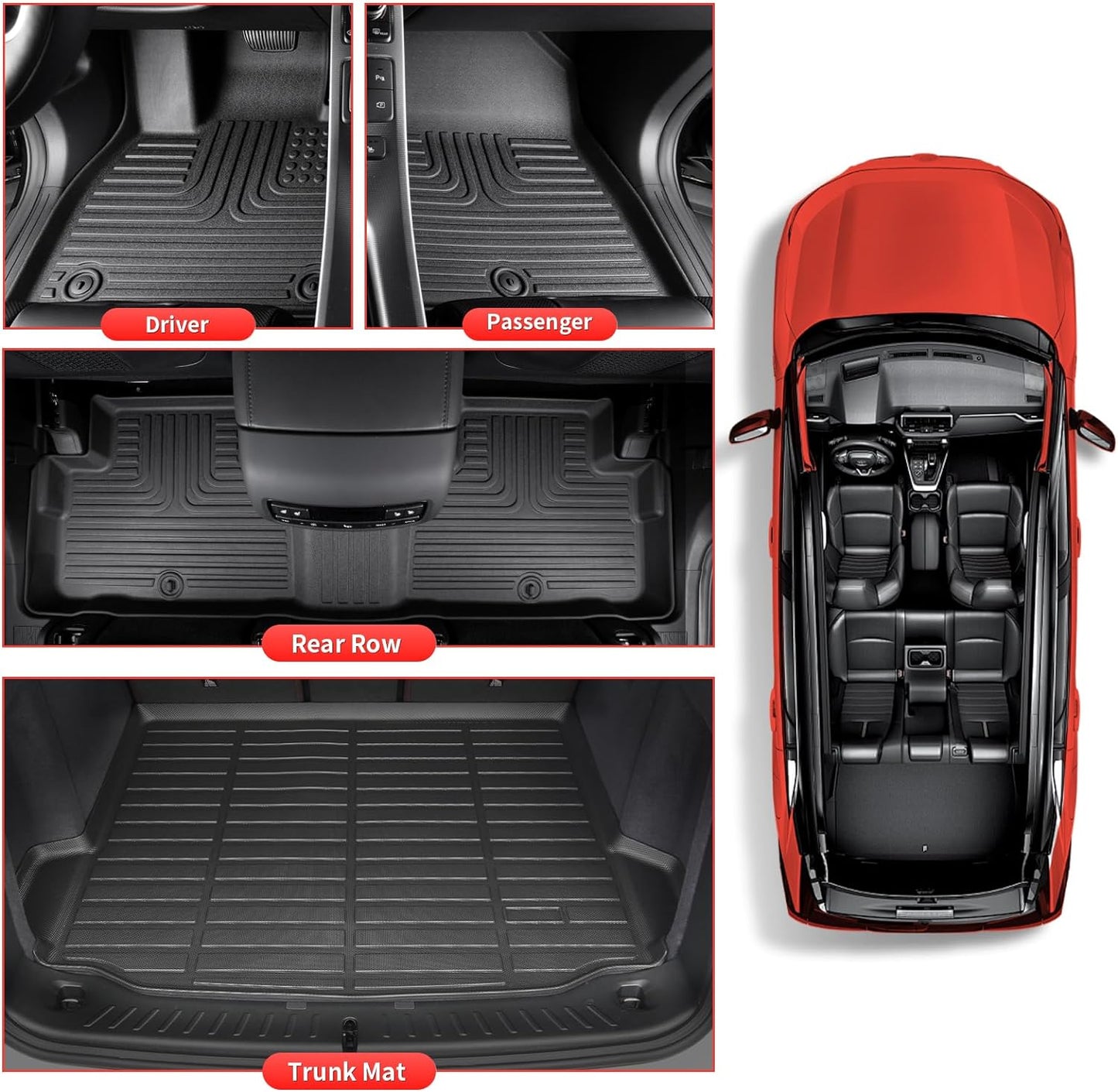 Wayhigh-All Weather Floor Mats and Cargo Mat Set Fit for 2021-2024 2025 Buick Envision TPE Car Mats Waterproof Heavy Duty Rubber Floor Liners for Envision Accessories