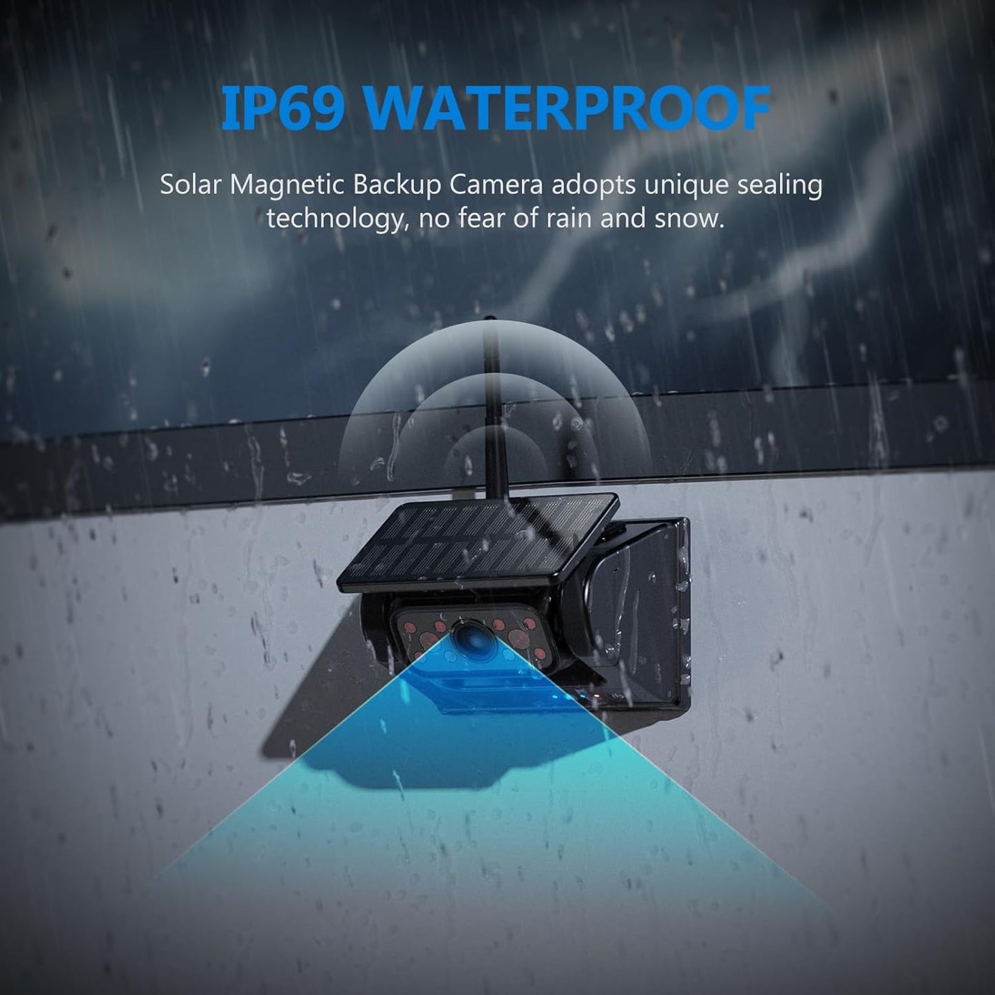 WiFi Magnetic Solar Wireless Backup Camera, 10500mAh Rechargeable 1080P Rear View Camera for Truck RV Trailer Car, DVR Recording Night Vision IP69 Waterproof, App for Phone iOS Android AP1 DVKNM