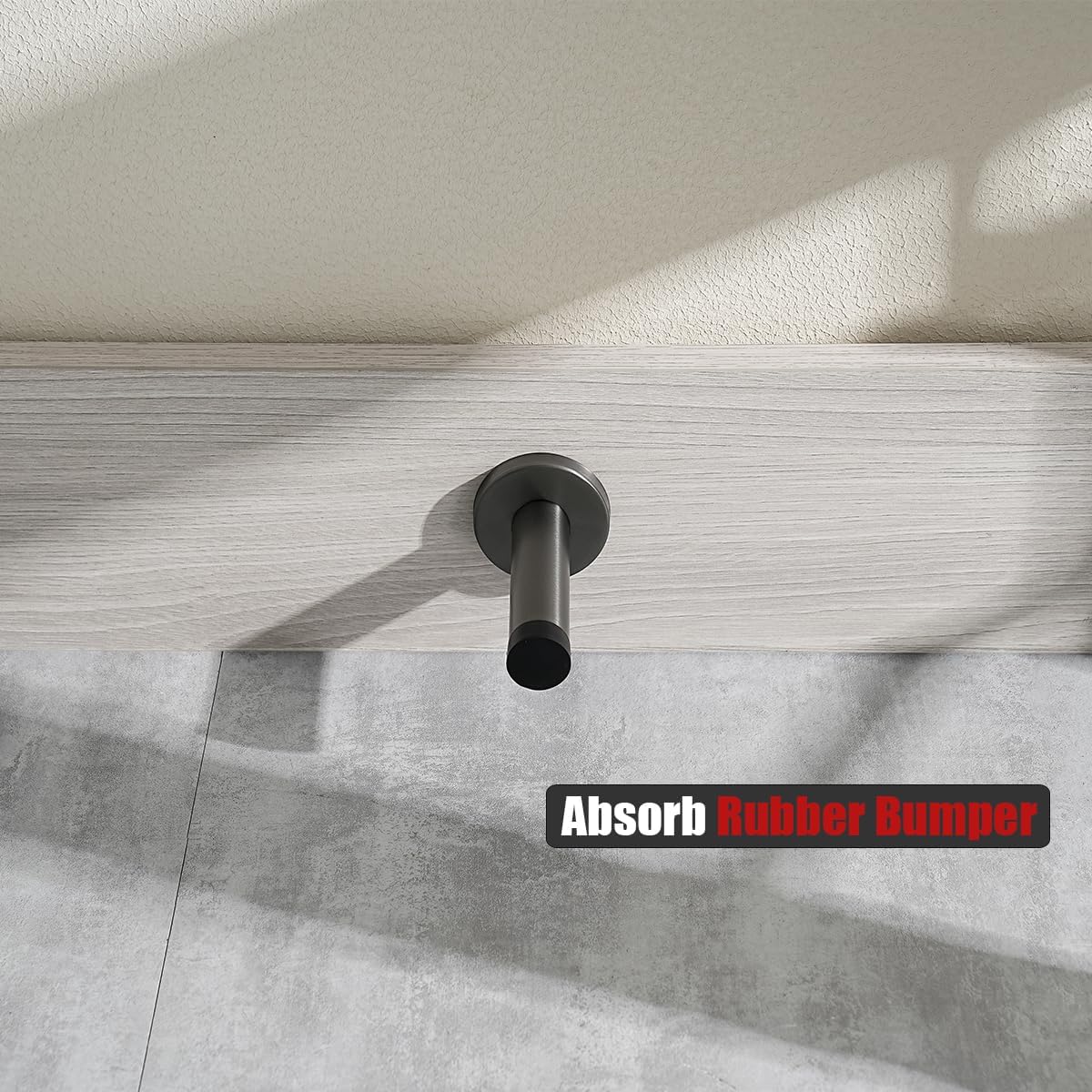 JQK Door Stopper, 304 Stainless Steel Thicken 1mm Sound Dampening Door Stop Bumper Wall Protetor 2 Pack, Brushed Grey, DSB5-GY-P2