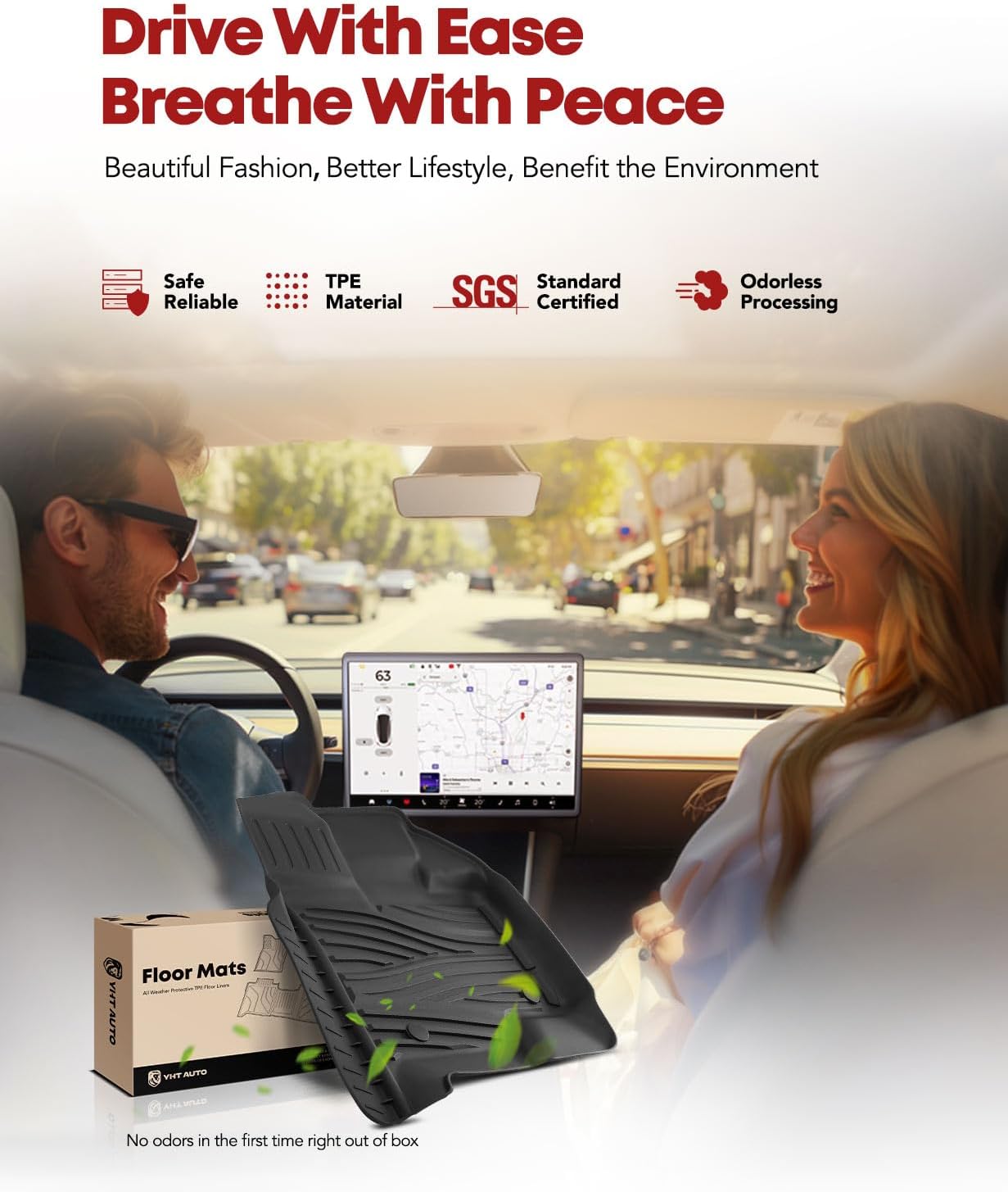 YHTAUTO Floor Mats Fit 2015-2025 Ford F-150 2022-2025 F-150 Lightning SuperCrew (Rear w/o Under-Seat Fold Flat Storage) TPE All Weather Floor Liner Car Mats, Front & 2nd Row F150 Accessories