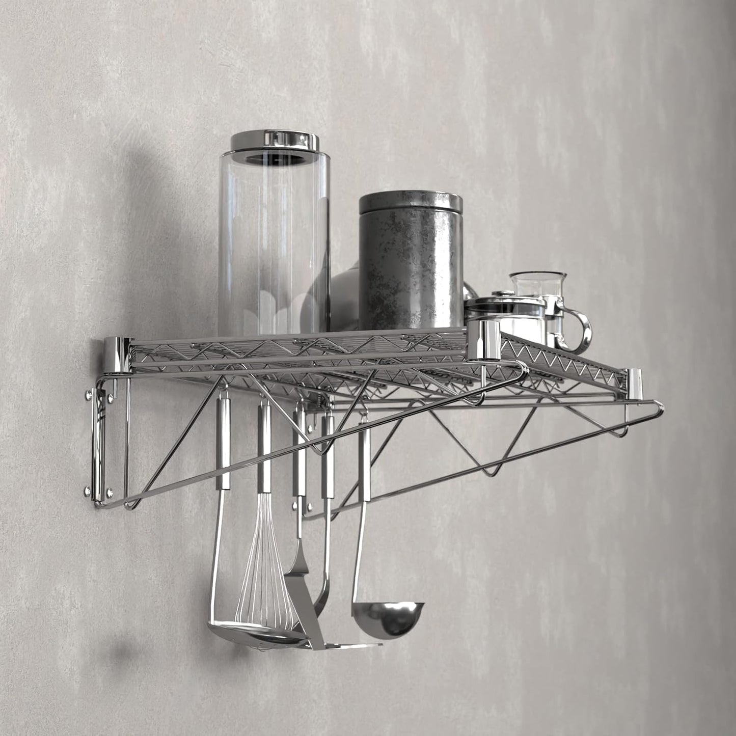 18" x 24" Chrome Wire Wall Mount Shelf