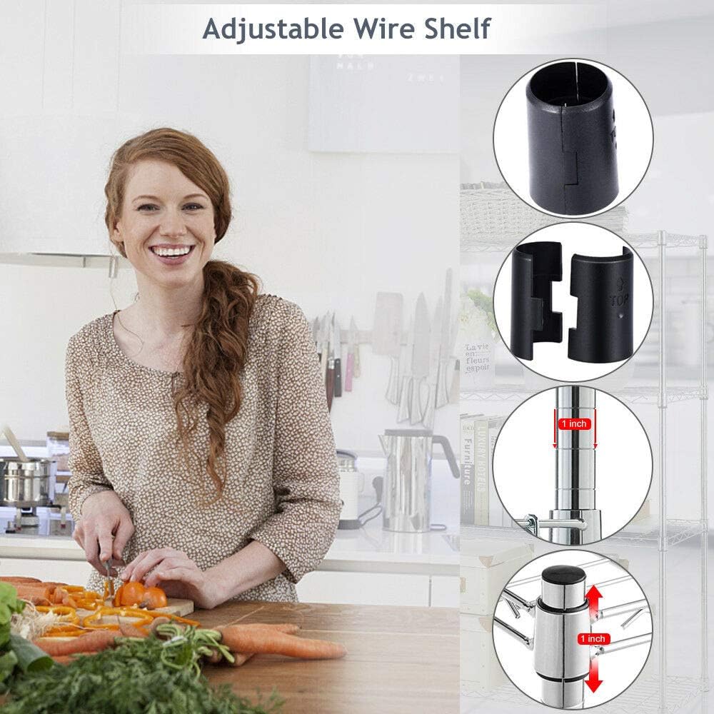 BestOffice Shelving Unit NSF Metal Large Storage Shelves Heavy Duty Height Adjustable Commercial Grade Steel Utility Layer Shelf Rack Organizer (36x14x54, Chrome)