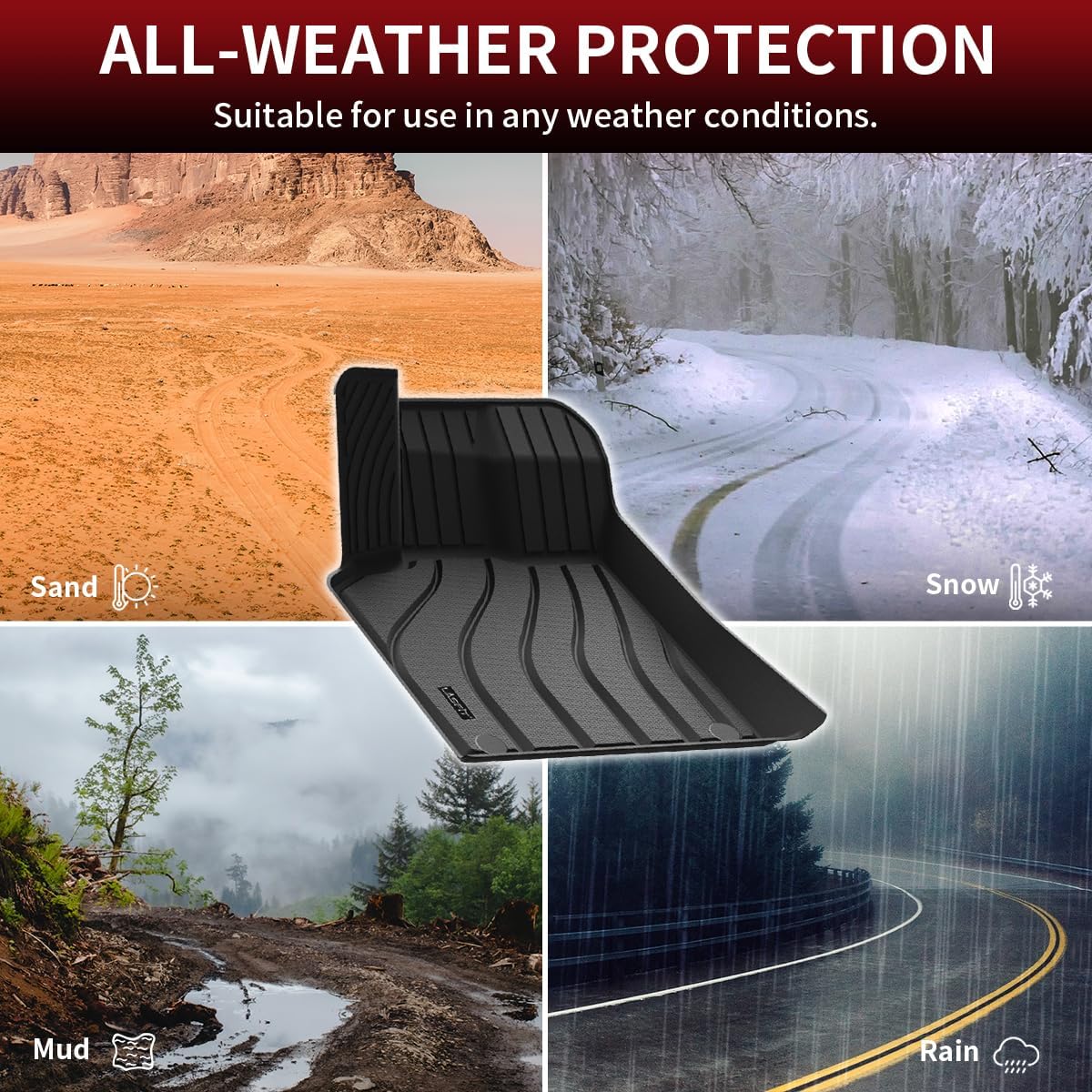 LASFIT Floor Mats for Porsche Macan 2014-2025 All Weather Floor Liner TPE Custom Fit Car Mats for Porsche Macan 1st & 2nd Row Rubber Mats, Black, Easy to Clean